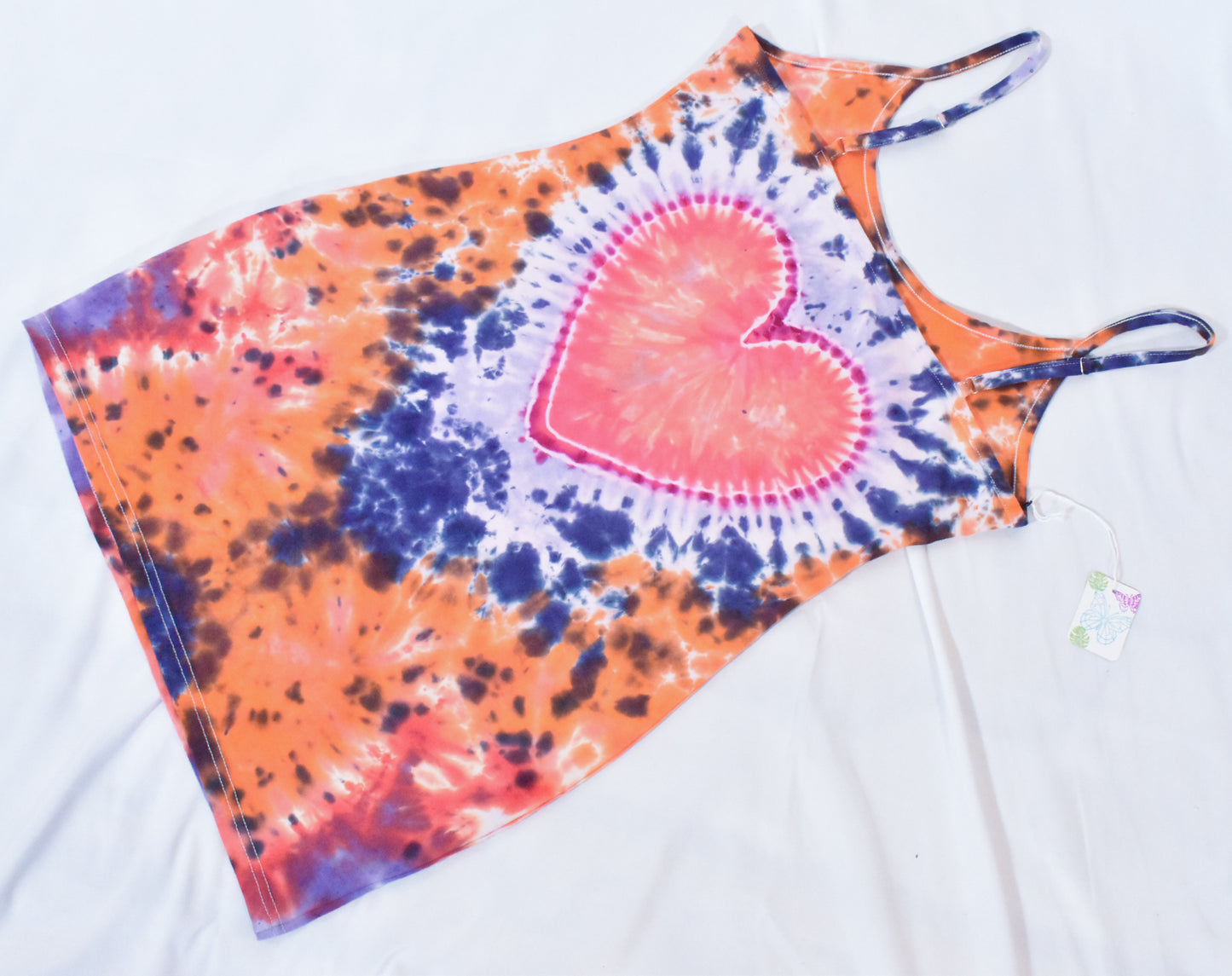 HOT Gurl Sweetheart Tie Dyed Strappy Mini Tank Dress with Heart size Medium