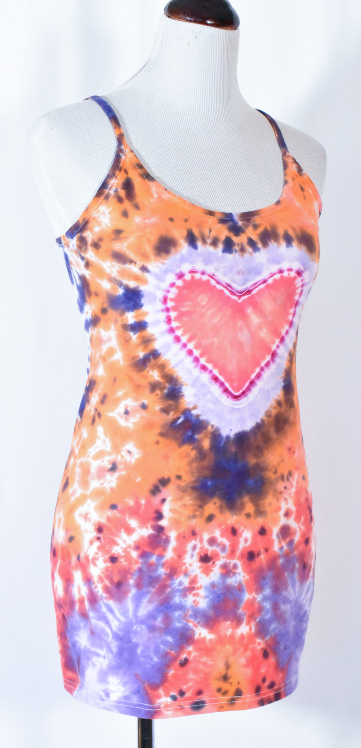 HOT Gurl Sweetheart Tie Dyed Strappy Mini Tank Dress with Heart size Medium