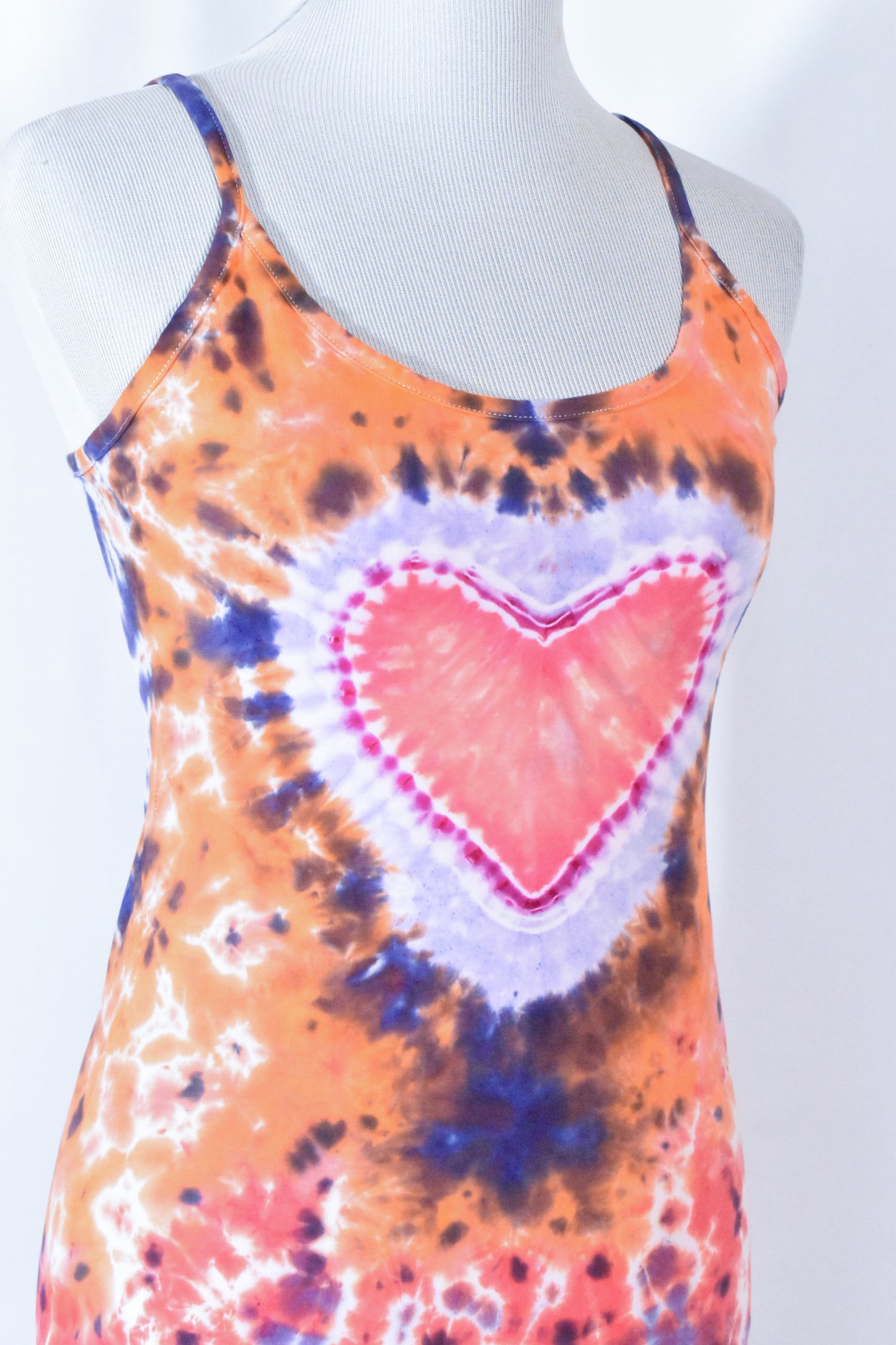 HOT Gurl Sweetheart Tie Dyed Strappy Mini Tank Dress with Heart size Medium