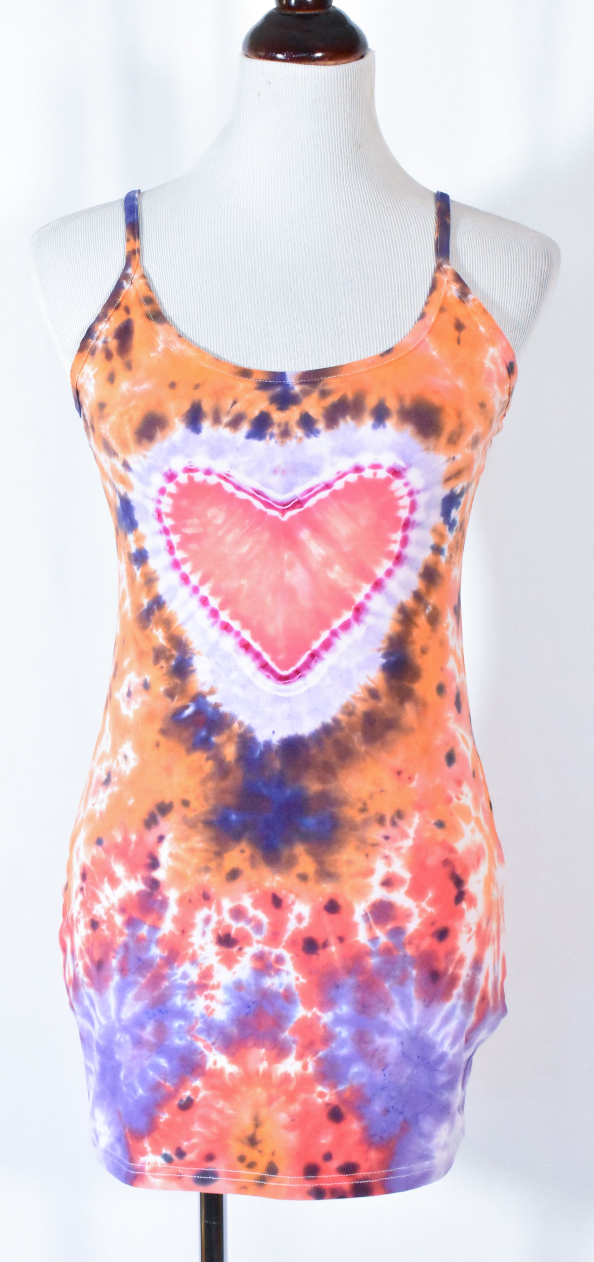 HOT Gurl Sweetheart Tie Dyed Strappy Mini Tank Dress with Heart size Medium