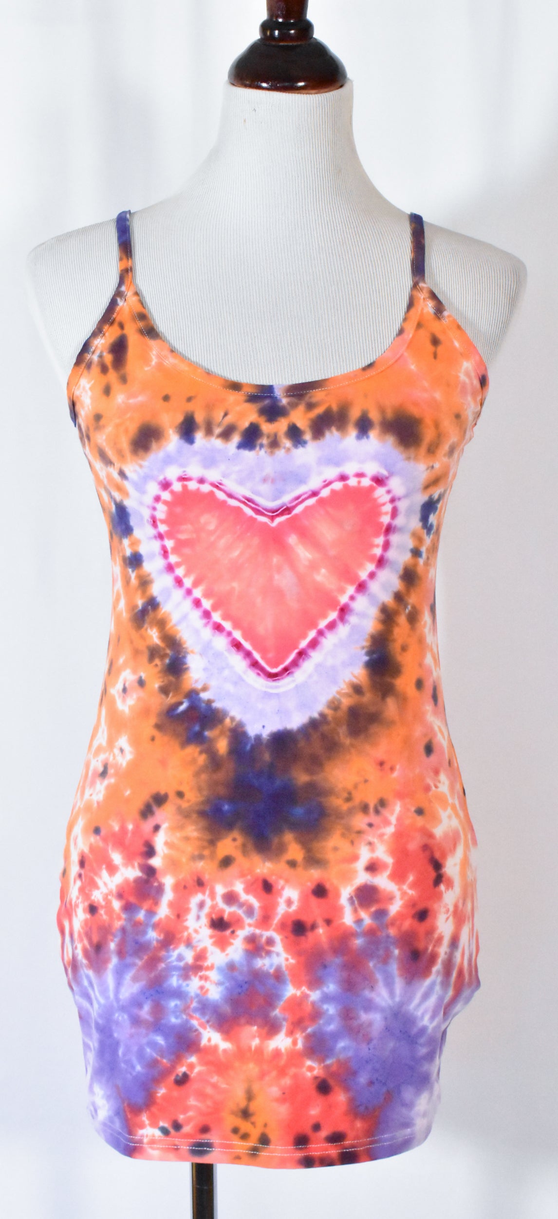 HOT Gurl Sweetheart Tie Dyed Strappy Mini Tank Dress with Heart size Medium