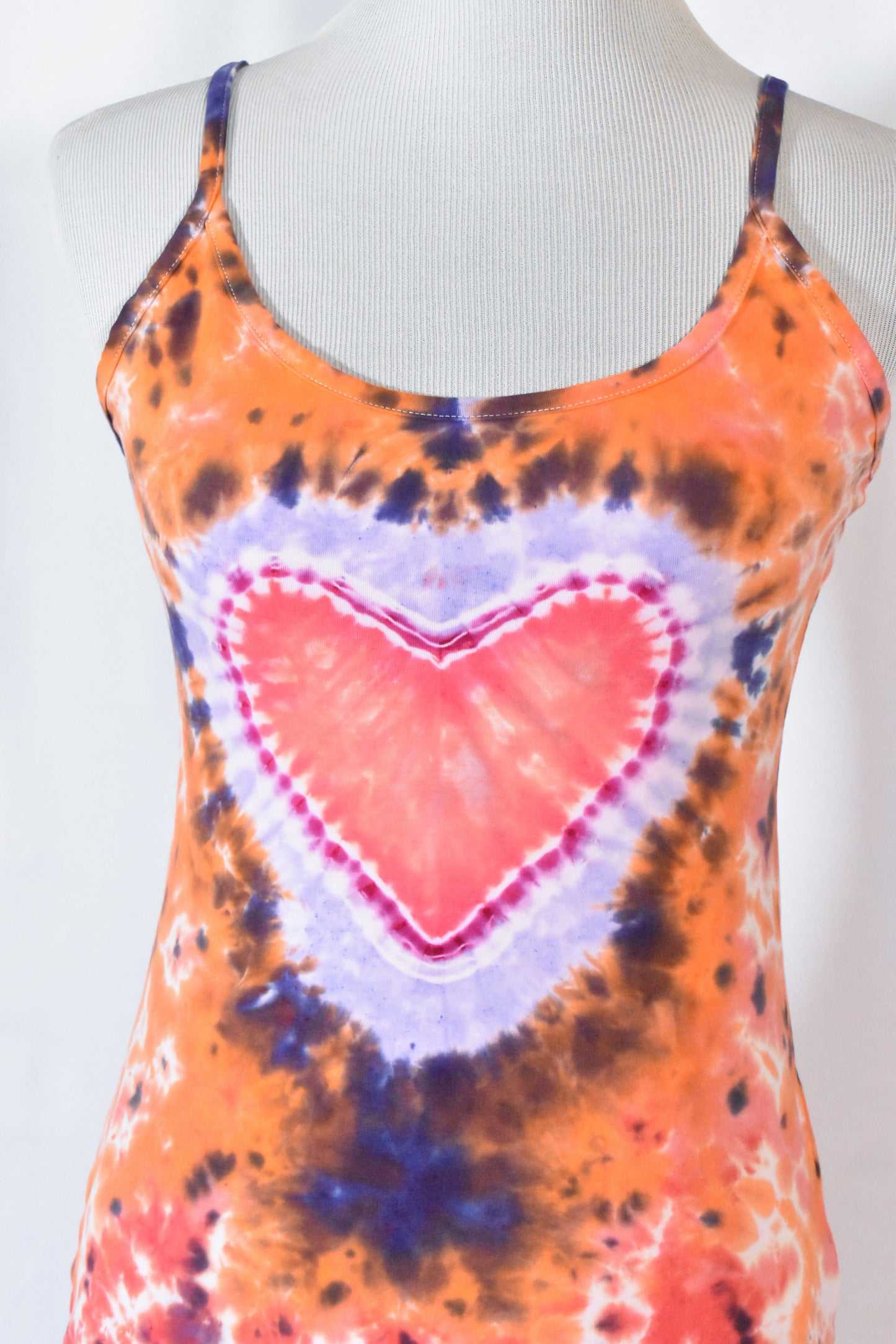 HOT Gurl Sweetheart Tie Dyed Strappy Mini Tank Dress with Heart size Medium