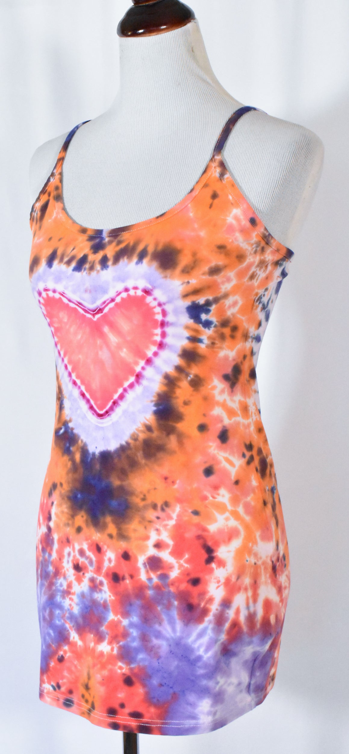 HOT Gurl Sweetheart Tie Dyed Strappy Mini Tank Dress with Heart size Medium