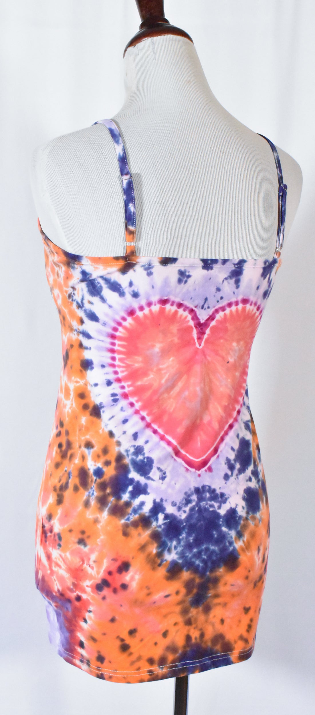 HOT Gurl Sweetheart Tie Dyed Strappy Mini Tank Dress with Heart size Medium