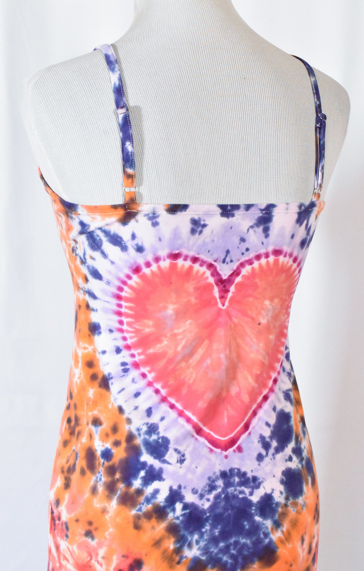HOT Gurl Sweetheart Tie Dyed Strappy Mini Tank Dress with Heart size Medium