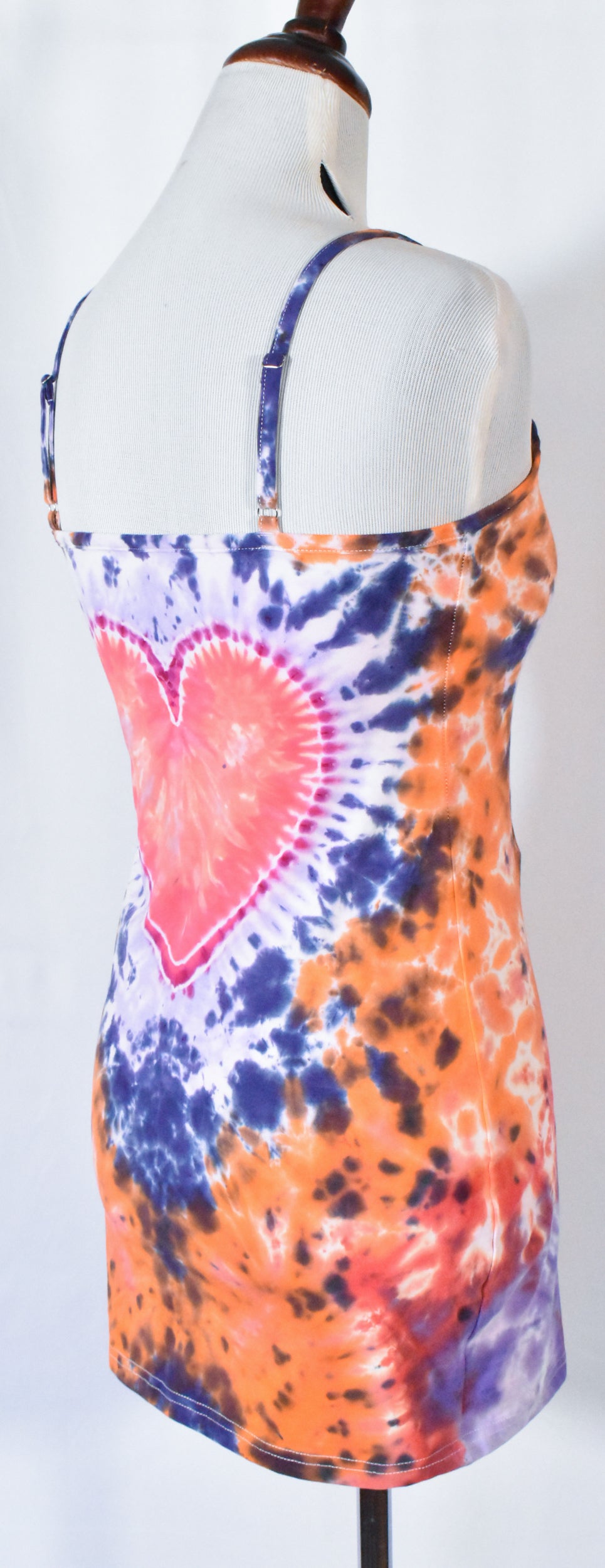HOT Gurl Sweetheart Tie Dyed Strappy Mini Tank Dress with Heart size Medium