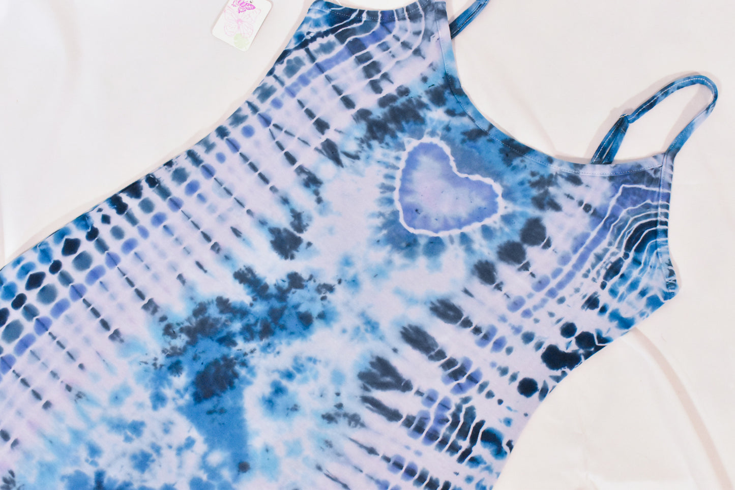 BLUES Babe HOT Gurl Tie Dyed Strappy Mini Tank Dress with Heart size Medium