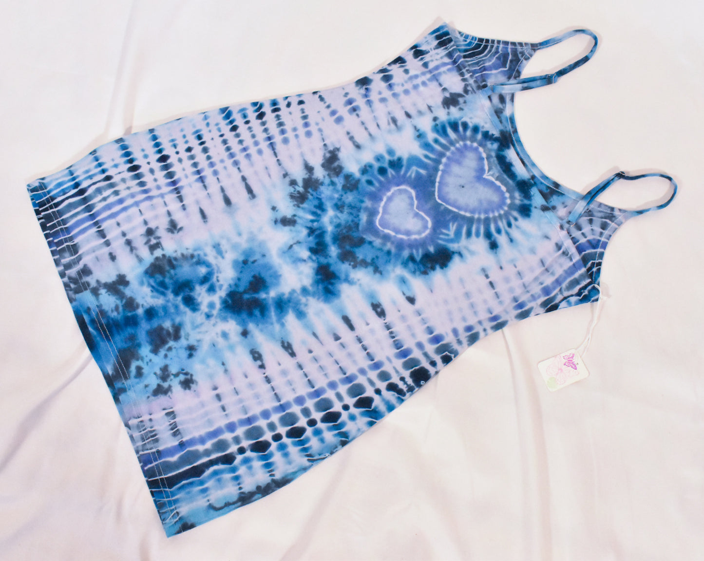 BLUES Babe HOT Gurl Tie Dyed Strappy Mini Tank Dress with Heart size Medium