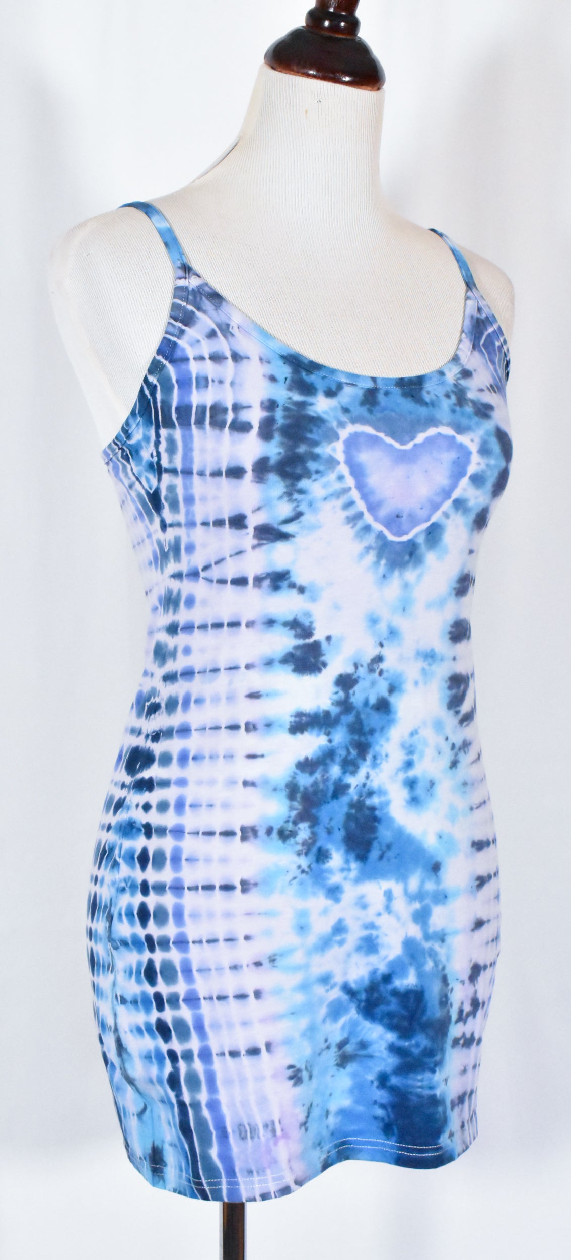 BLUES Babe HOT Gurl Tie Dyed Strappy Mini Tank Dress with Heart size Medium