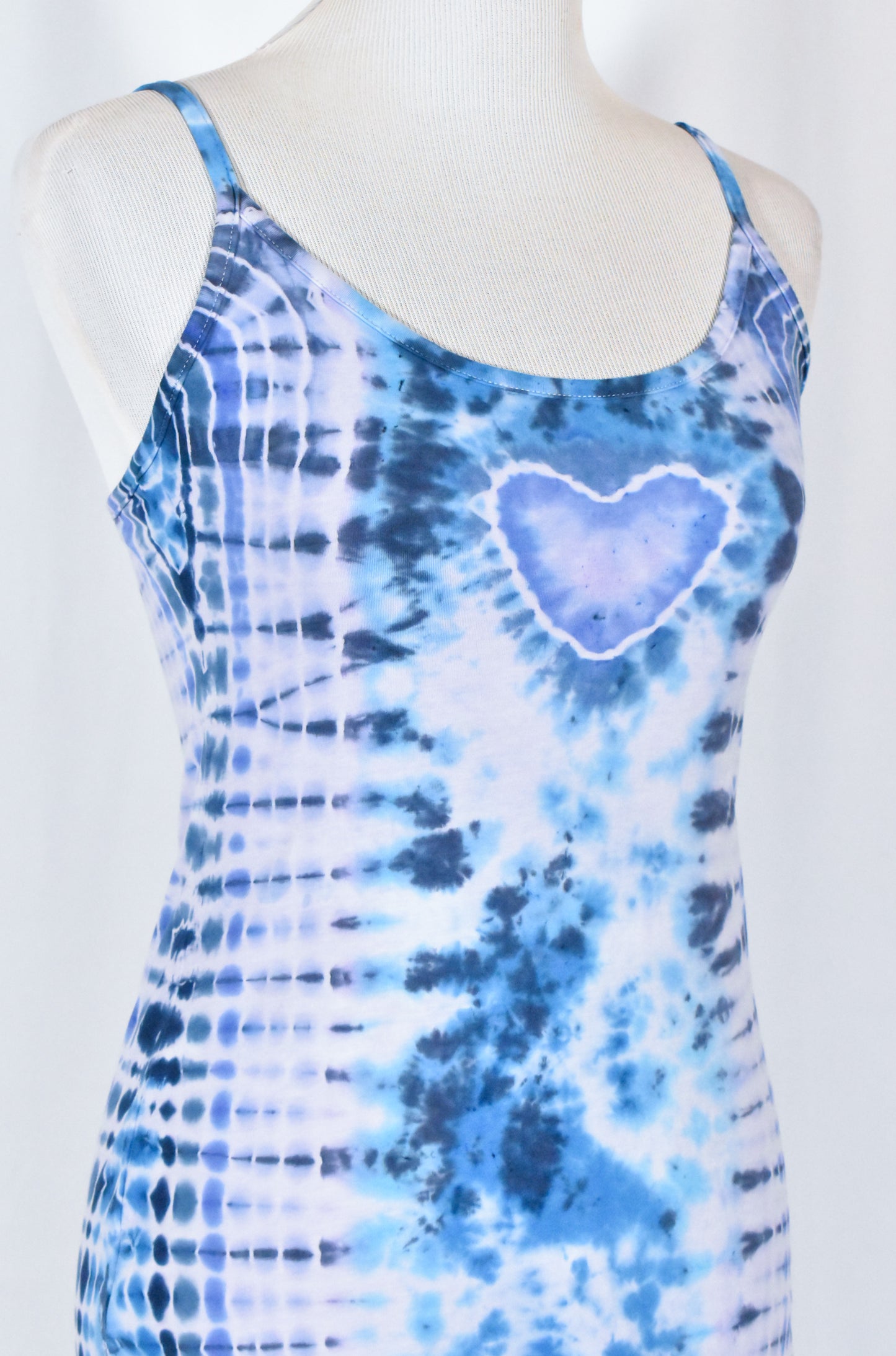 BLUES Babe HOT Gurl Tie Dyed Strappy Mini Tank Dress with Heart size Medium