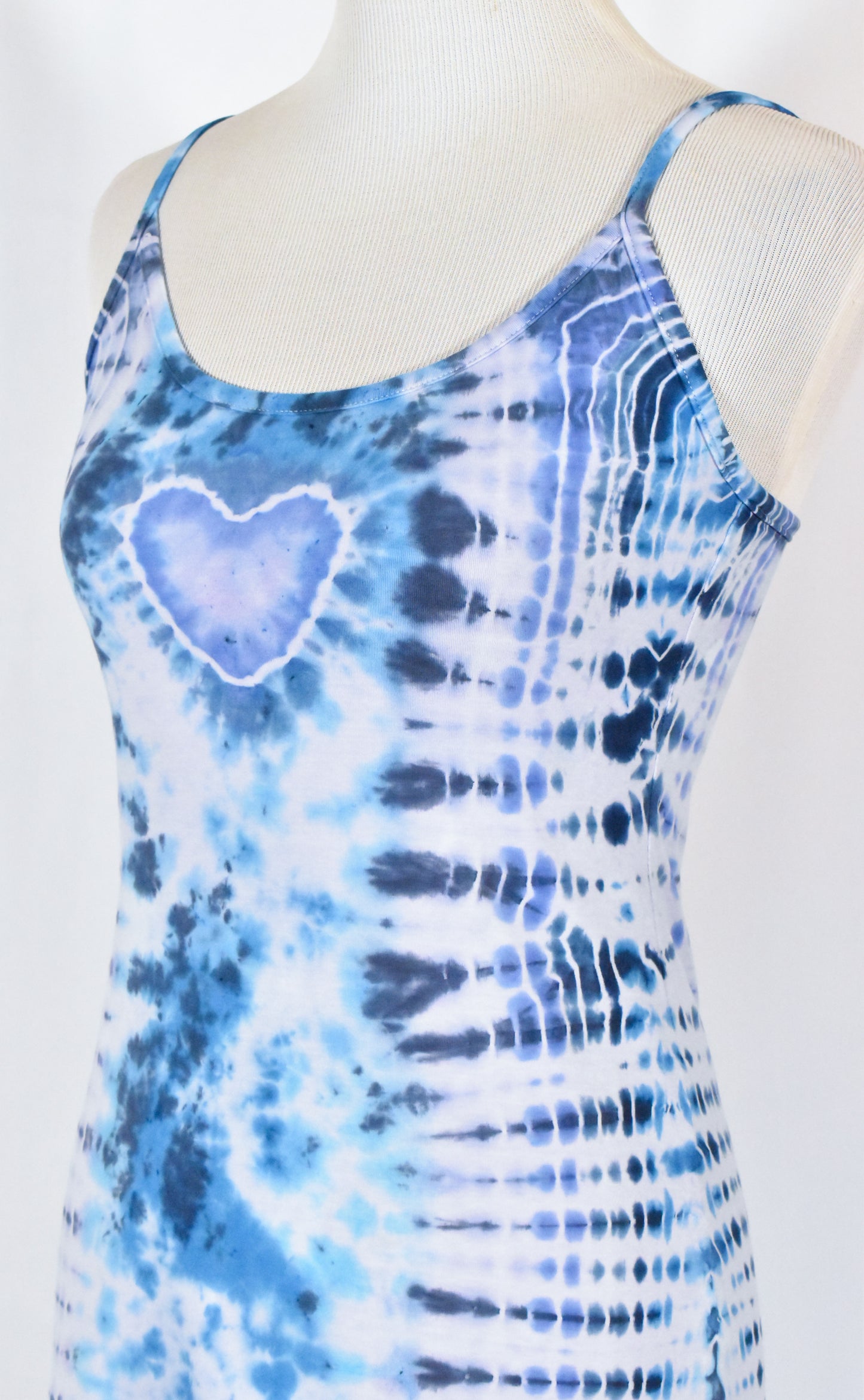 BLUES Babe HOT Gurl Tie Dyed Strappy Mini Tank Dress with Heart size Medium