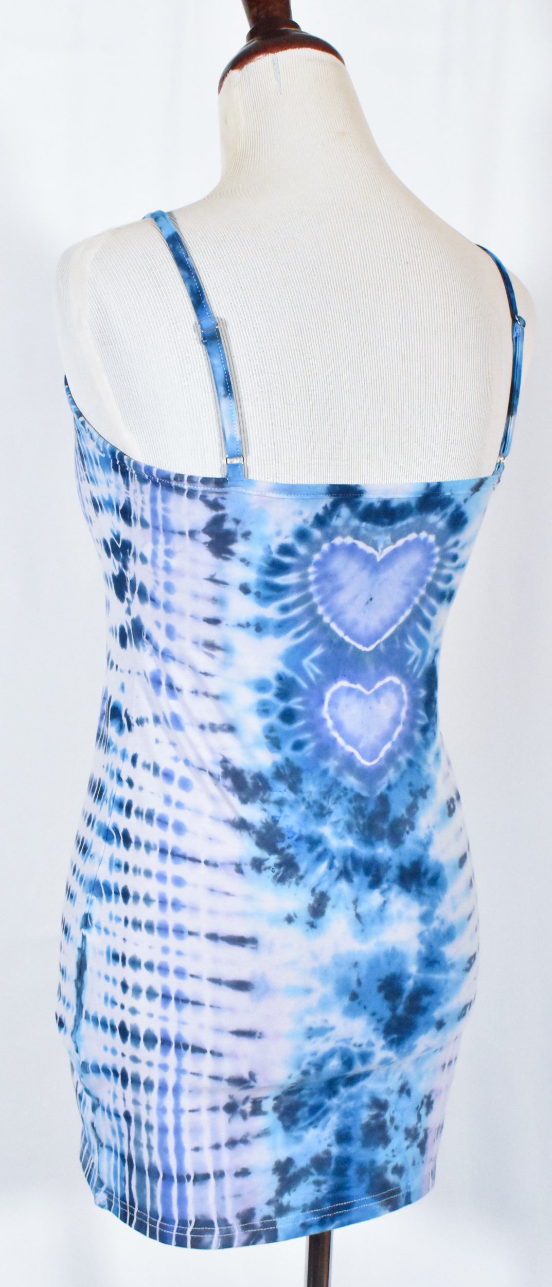 BLUES Babe HOT Gurl Tie Dyed Strappy Mini Tank Dress with Heart size Medium