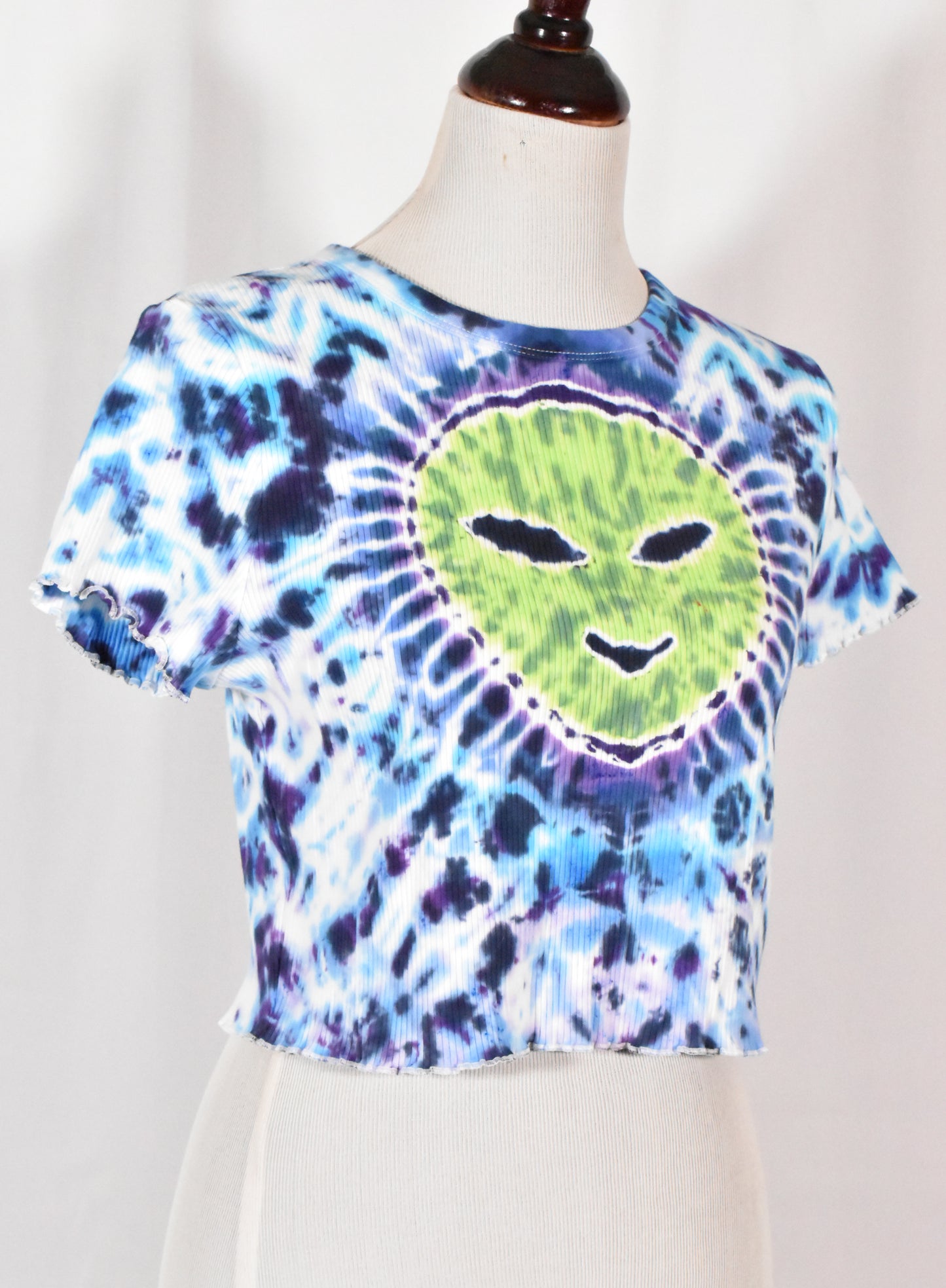 BEAM ME UP, Hottie UFO Alien Cotton Lettuce Edge Crop Tshirt Top size XL