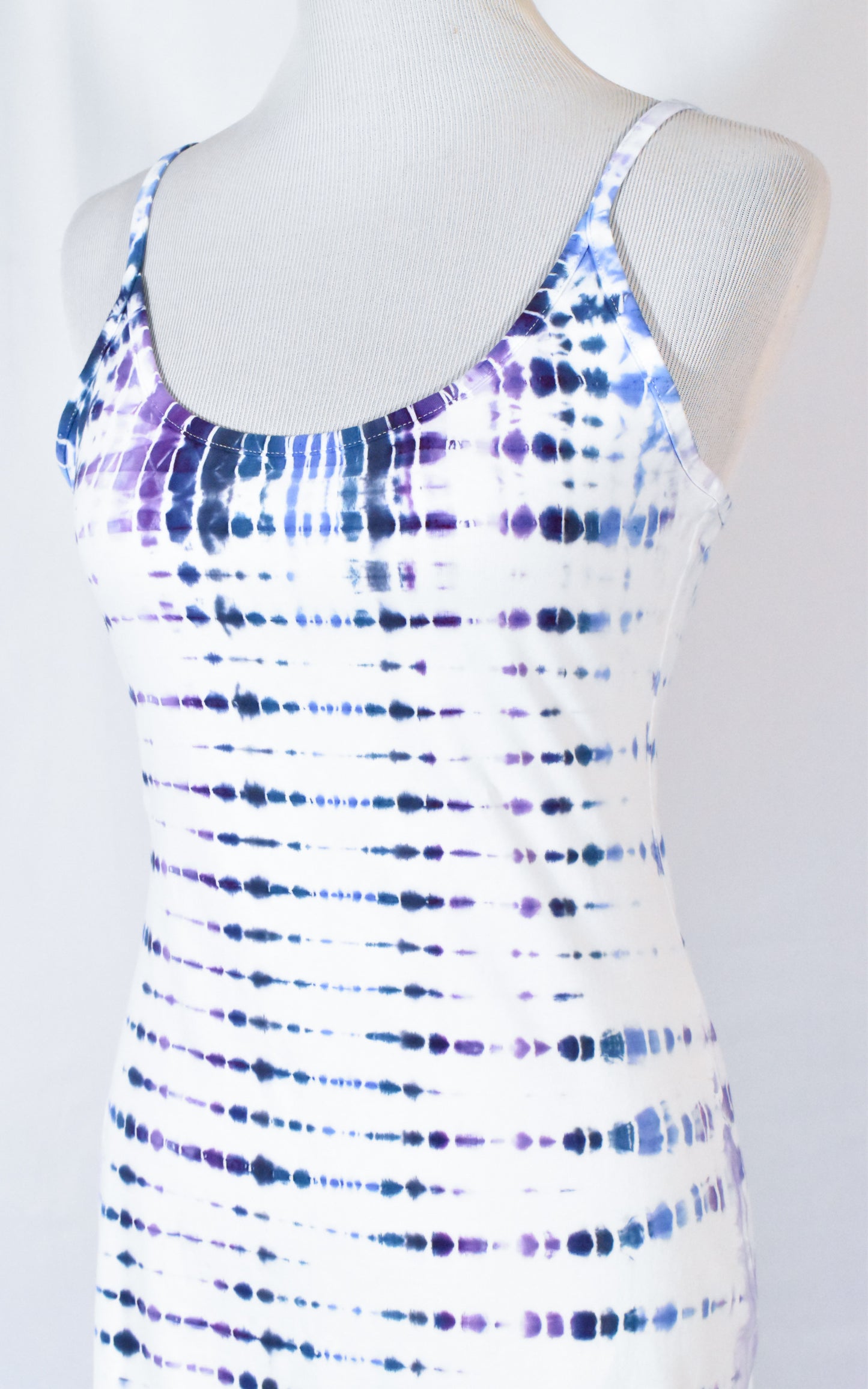 Hot Gurl BLUES Tie Dyed Strappy Mini Tank Dress size Large