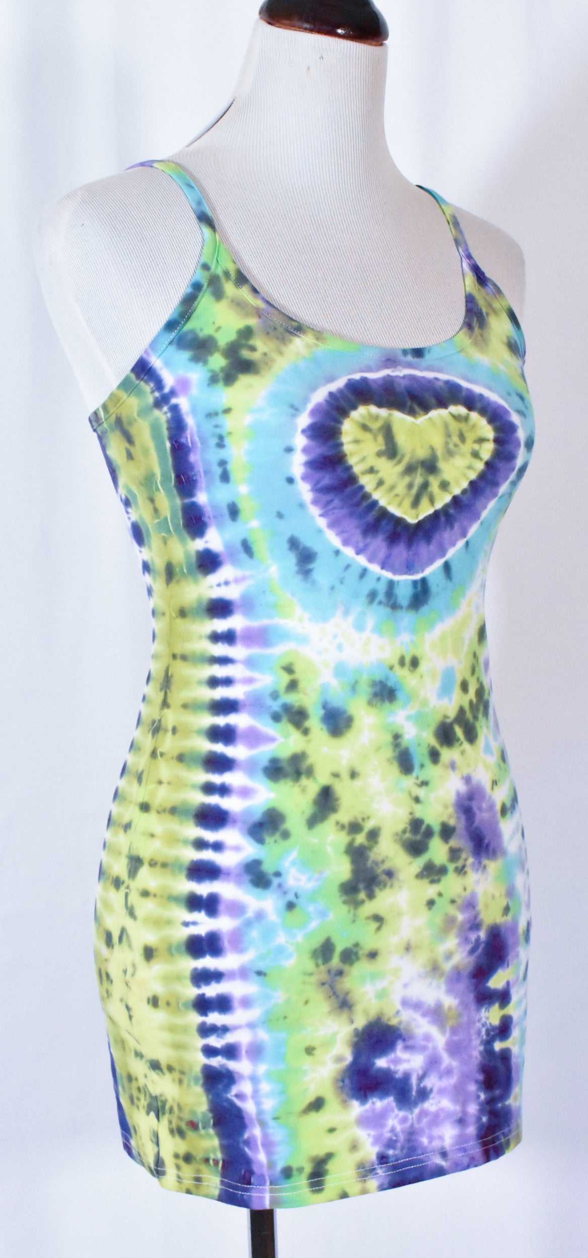 HOT Gurl Tie Dyed Strappy Mini Tank Dress with Heart size Small