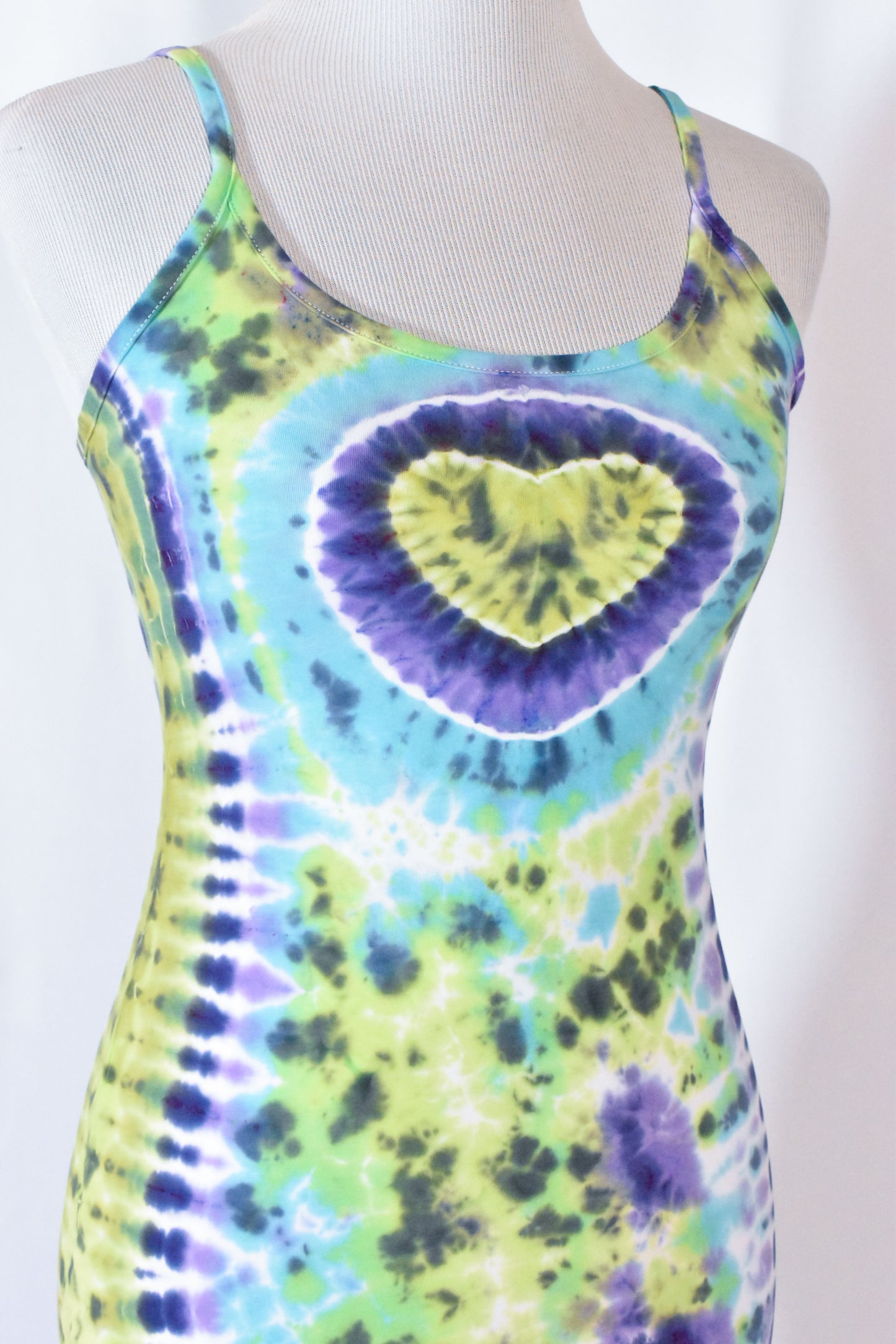 HOT Gurl Tie Dyed Strappy Mini Tank Dress with Heart size Small