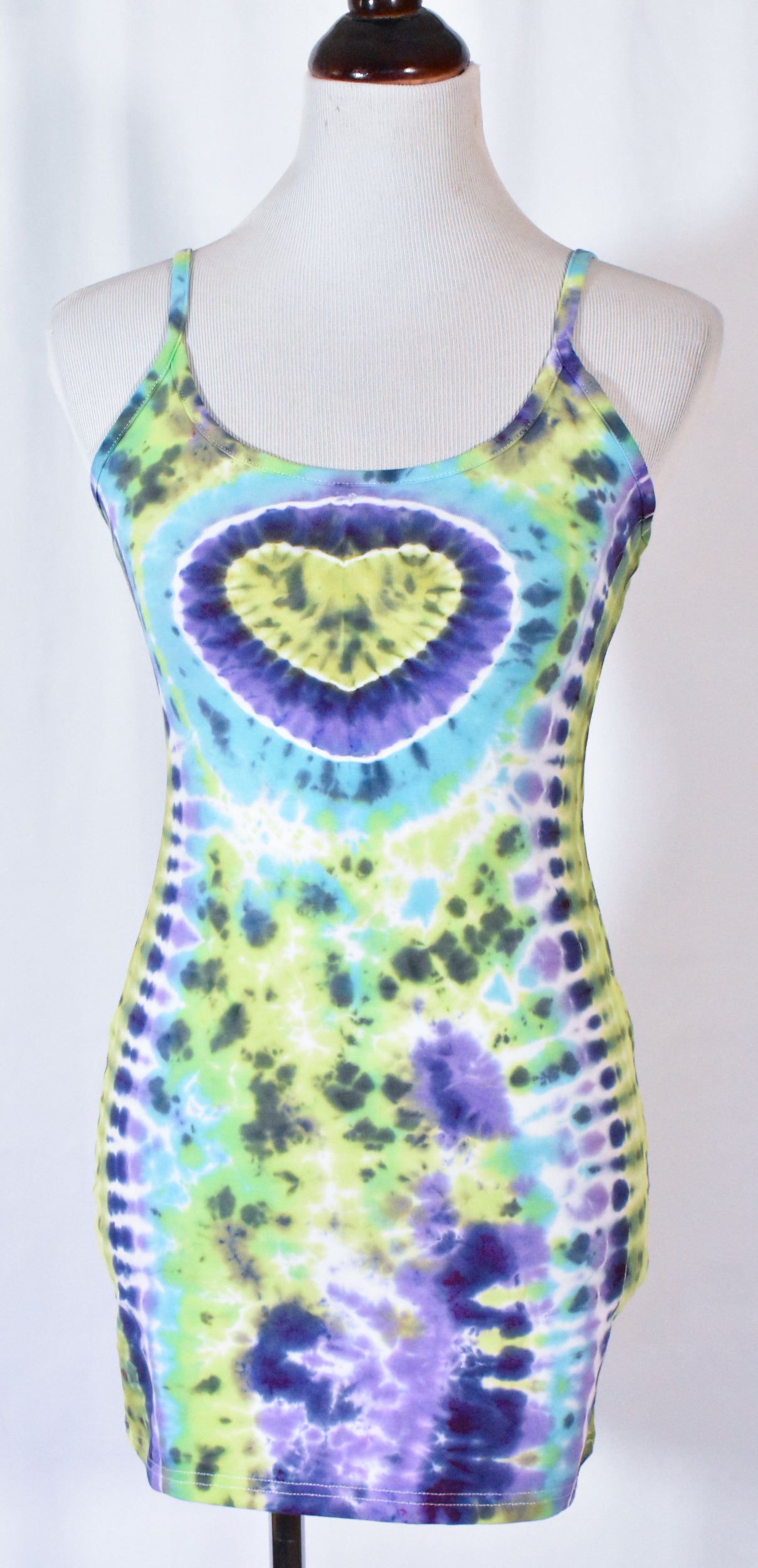 HOT Gurl Tie Dyed Strappy Mini Tank Dress with Heart size Small