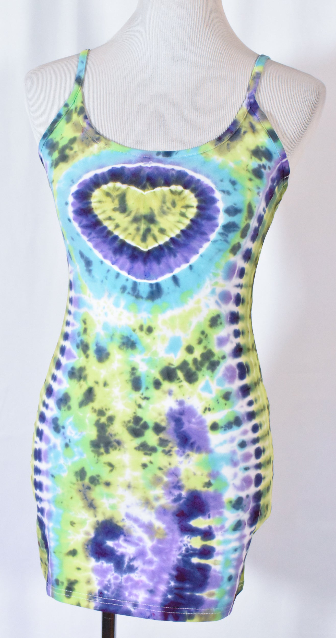 HOT Gurl Tie Dyed Strappy Mini Tank Dress with Heart size Small