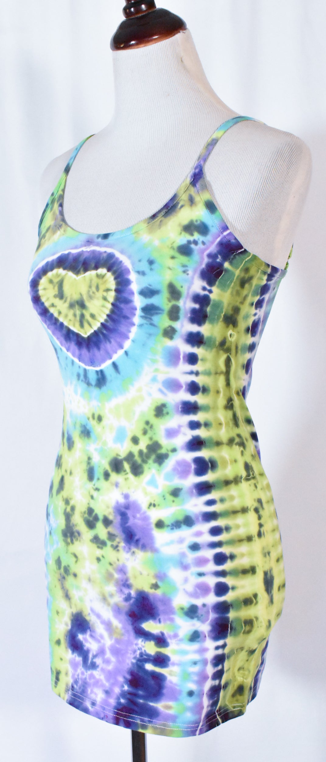 HOT Gurl Tie Dyed Strappy Mini Tank Dress with Heart size Small