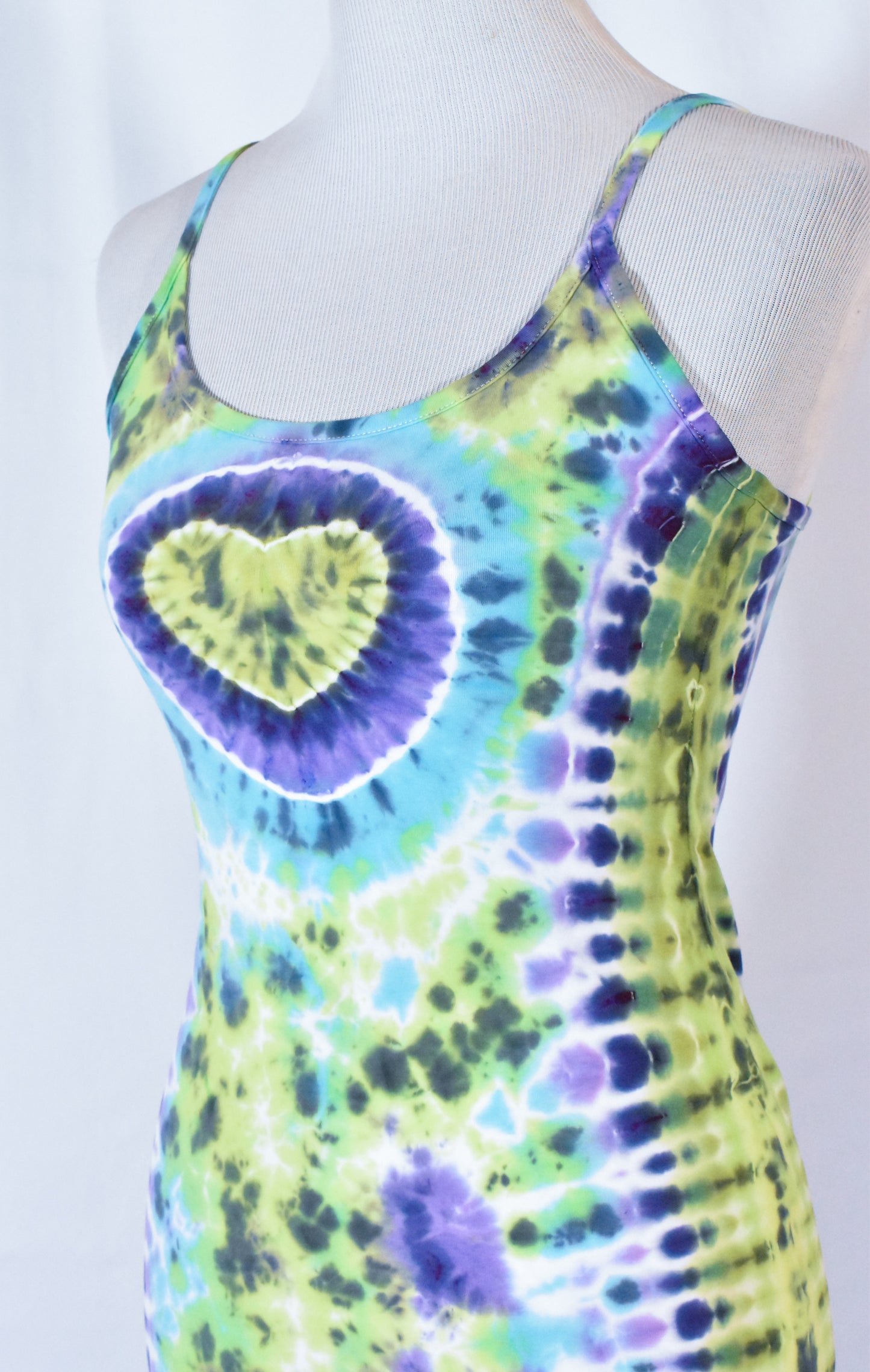 HOT Gurl Tie Dyed Strappy Mini Tank Dress with Heart size Small