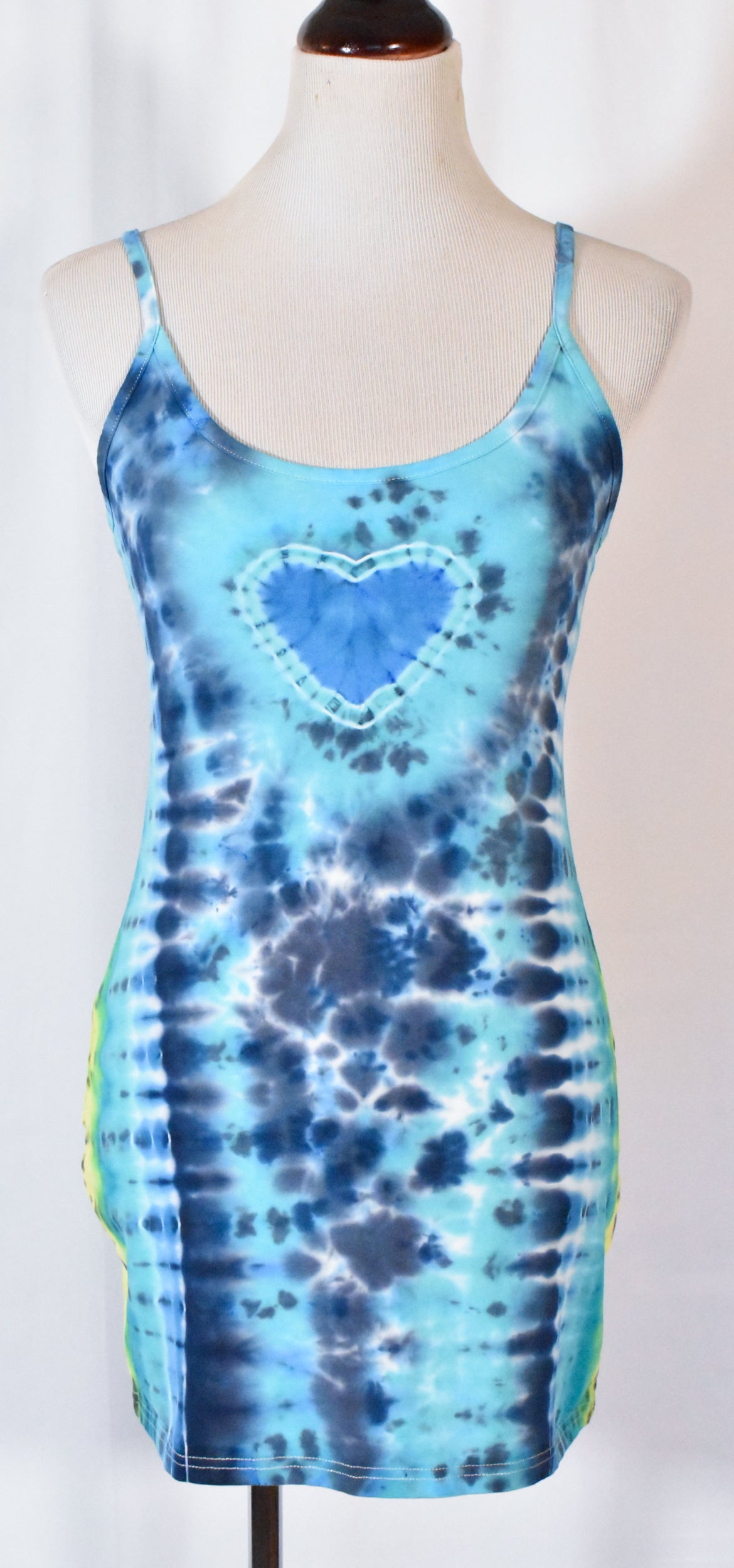 BLUES Babe HOT Gurl Tie Dyed Strappy Mini Tank Dress with Heart size Medium