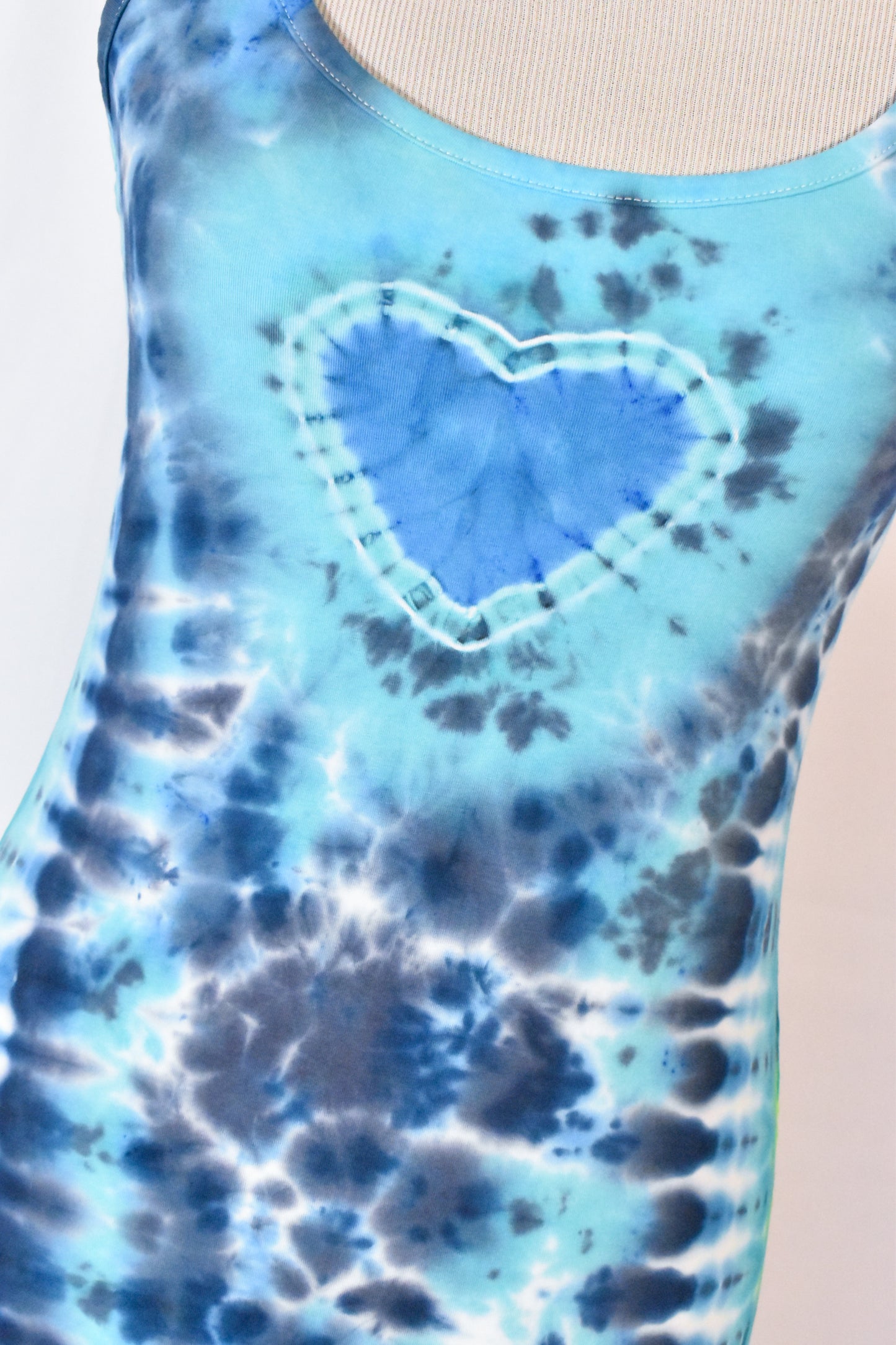 BLUES Babe HOT Gurl Tie Dyed Strappy Mini Tank Dress with Heart size Medium