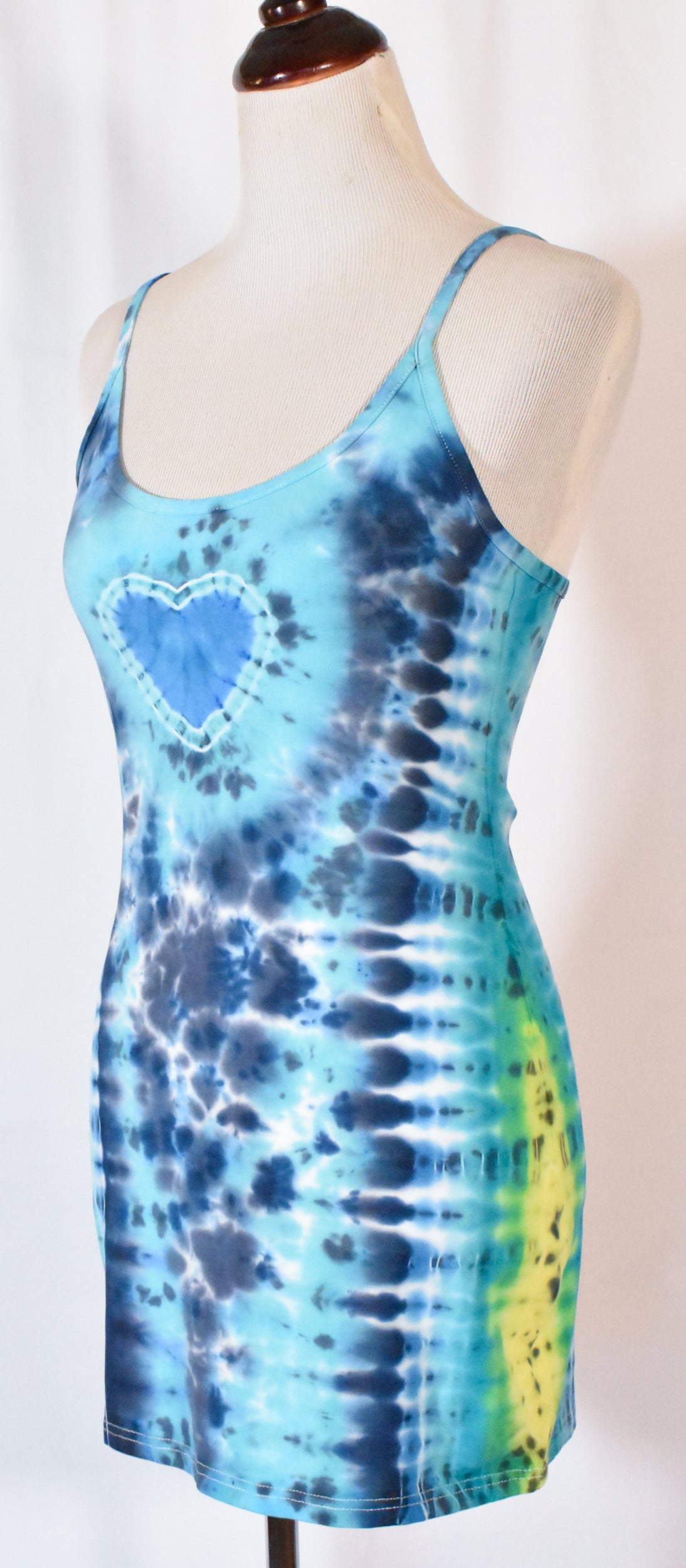 BLUES Babe HOT Gurl Tie Dyed Strappy Mini Tank Dress with Heart size Medium