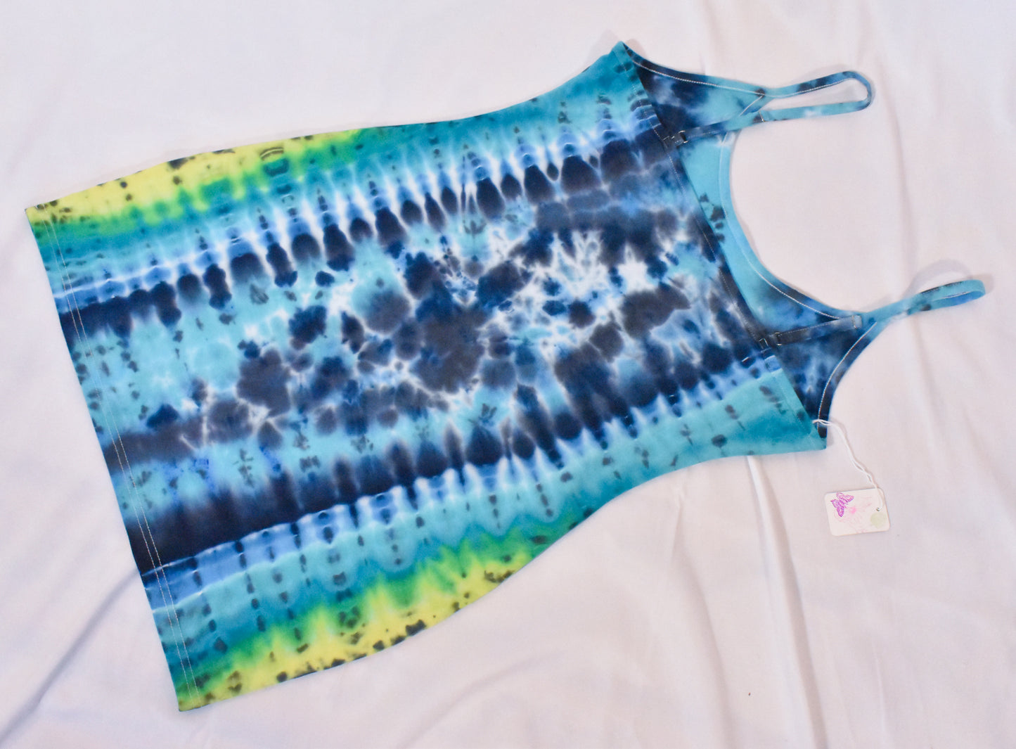 BLUES Babe HOT Gurl Tie Dyed Strappy Mini Tank Dress with Heart size Medium