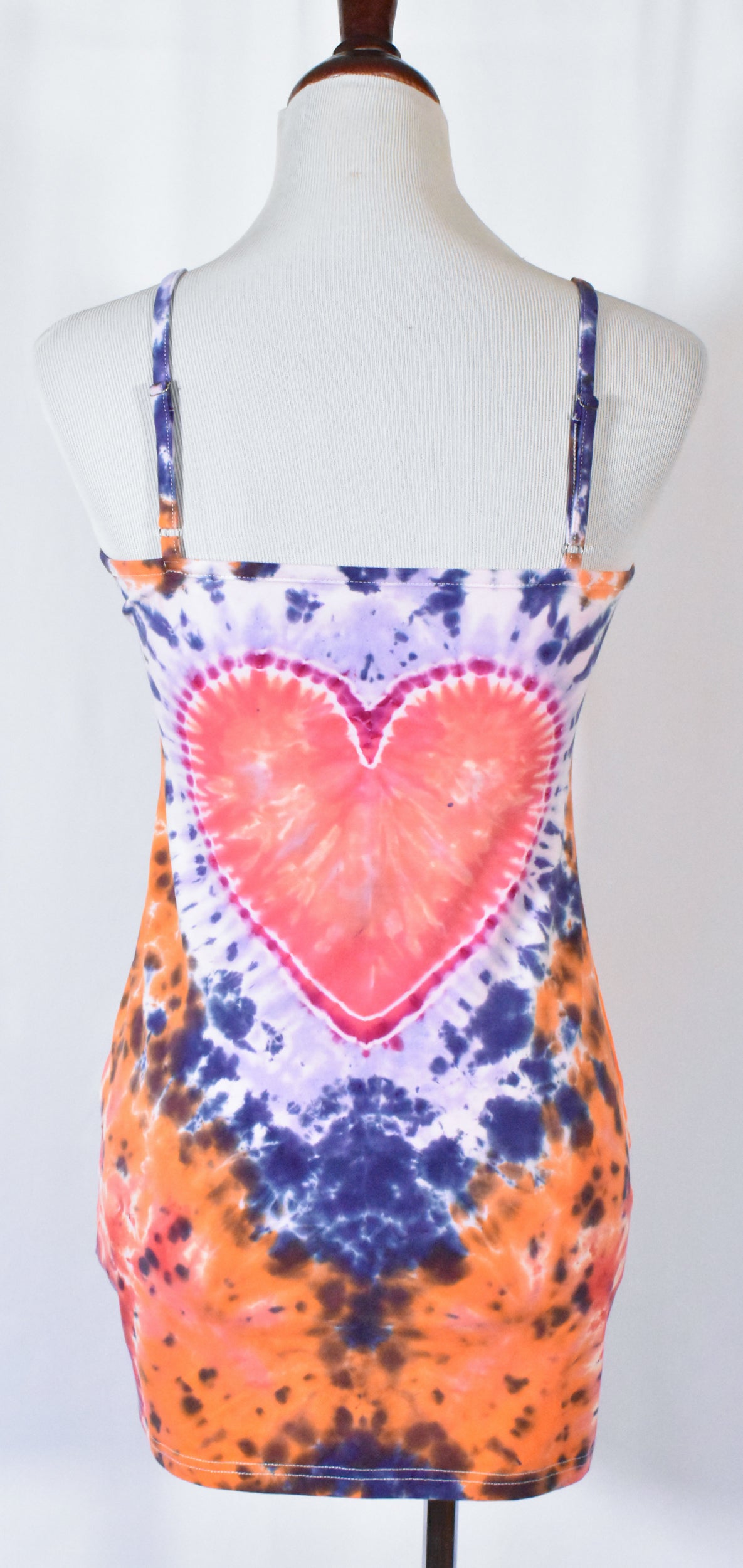 HOT Gurl Sweetheart Tie Dyed Strappy Mini Tank Dress with Heart size Medium