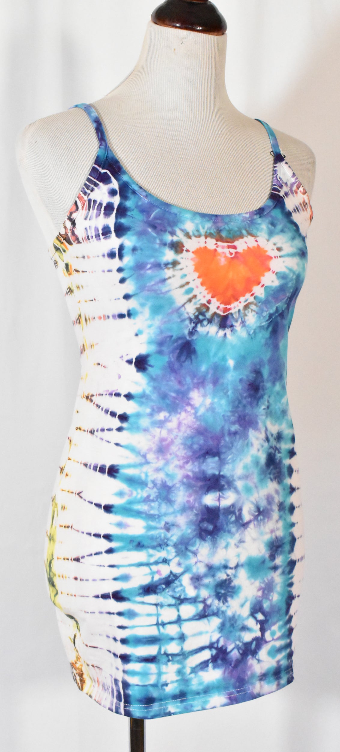 HOT Gurl Tie Dyed Strappy Mini Tank Dress with Heart size Medium