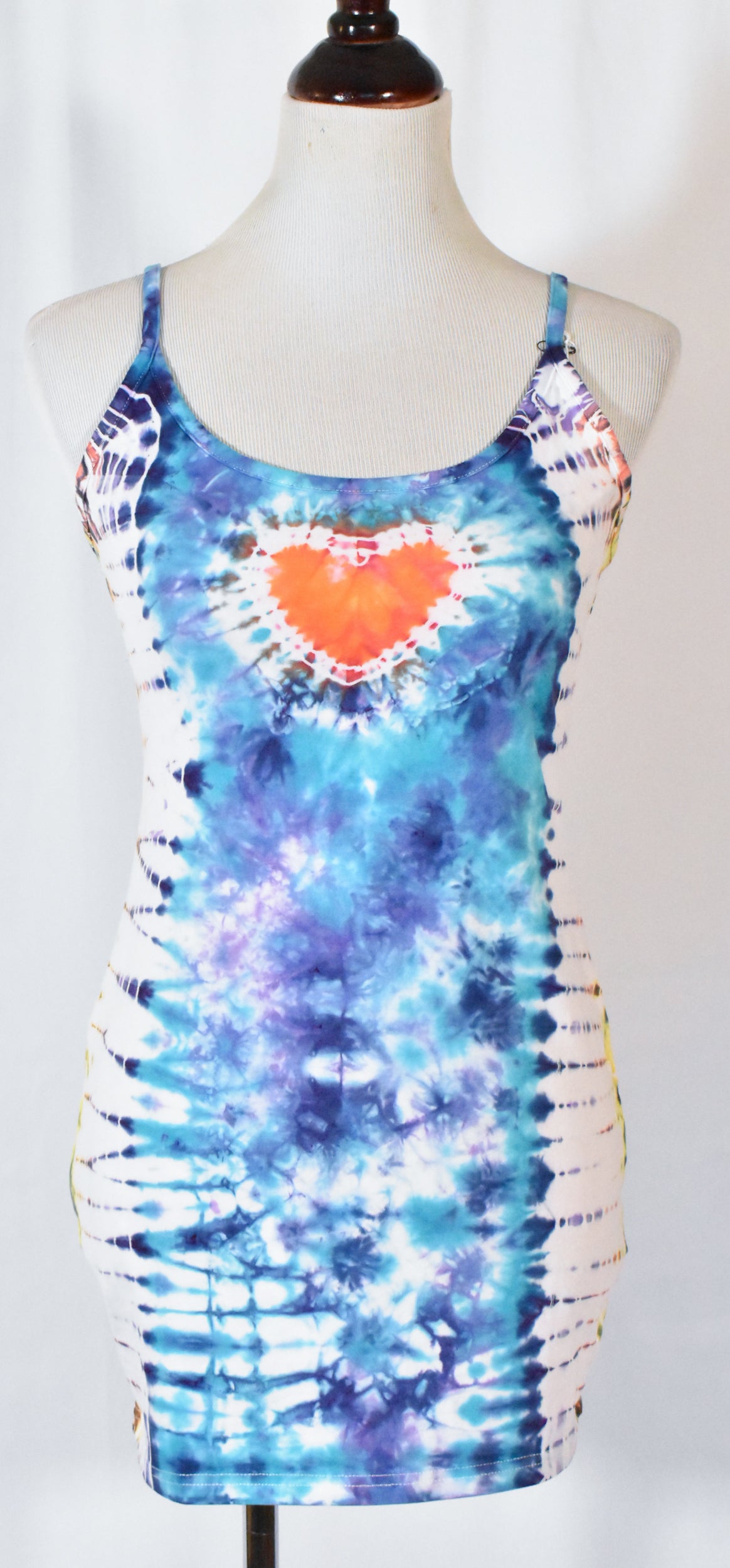 HOT Gurl Tie Dyed Strappy Mini Tank Dress with Heart size Medium