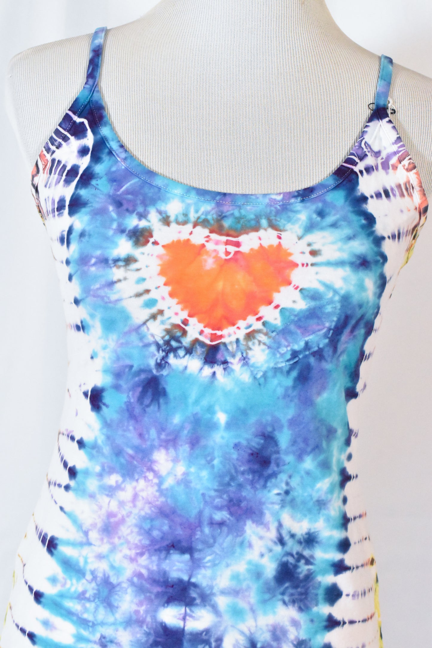 HOT Gurl Tie Dyed Strappy Mini Tank Dress with Heart size Medium