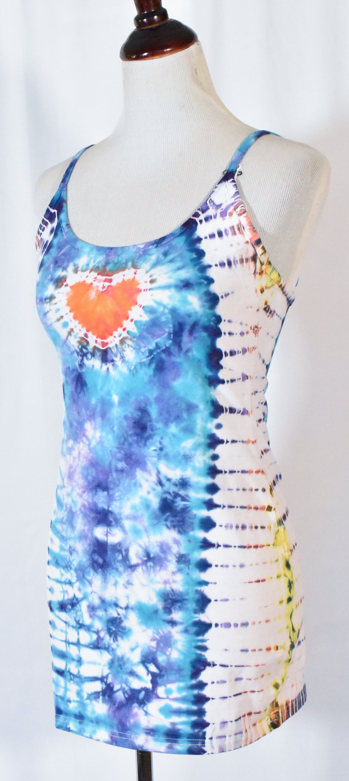 HOT Gurl Tie Dyed Strappy Mini Tank Dress with Heart size Medium