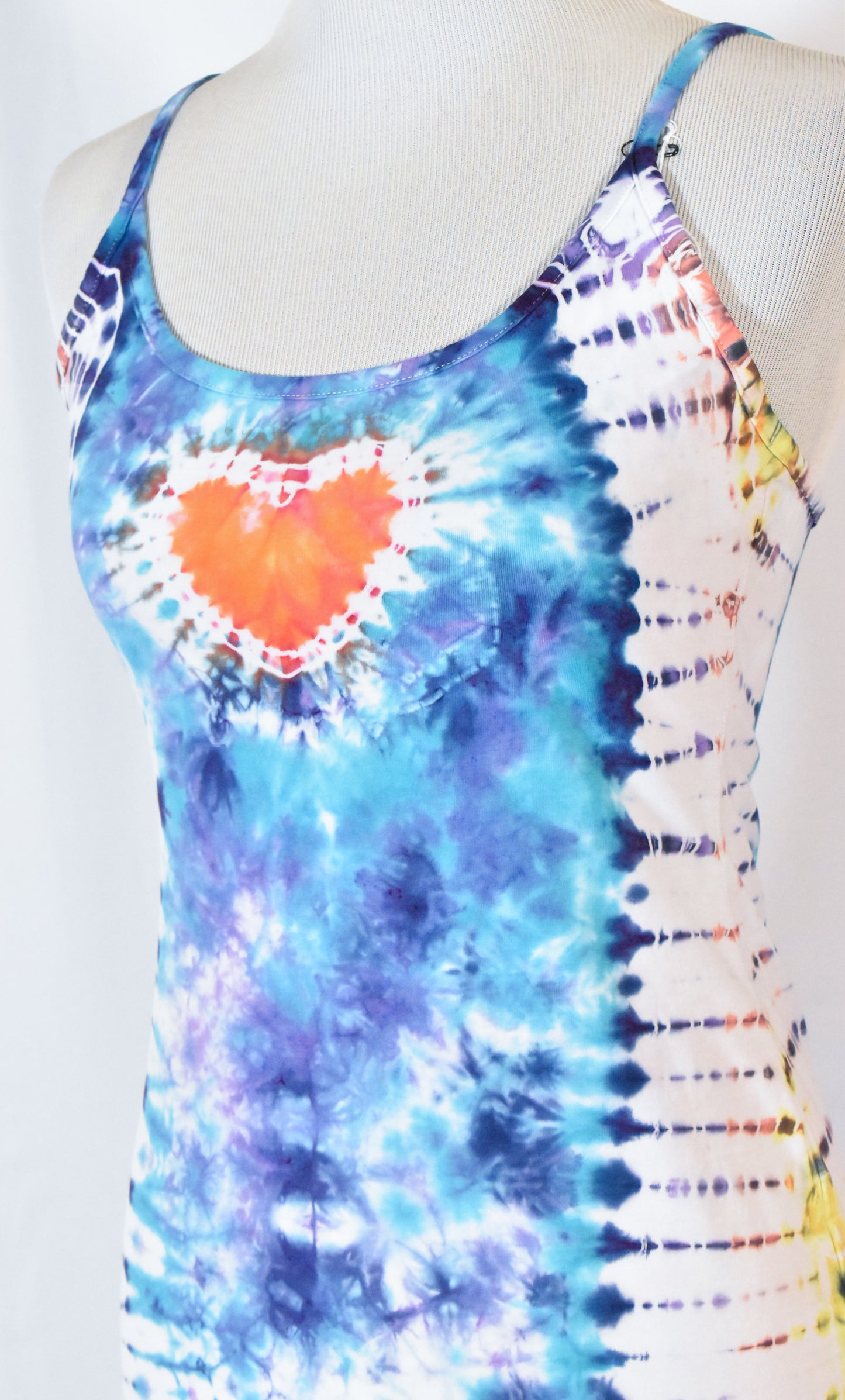 HOT Gurl Tie Dyed Strappy Mini Tank Dress with Heart size Medium