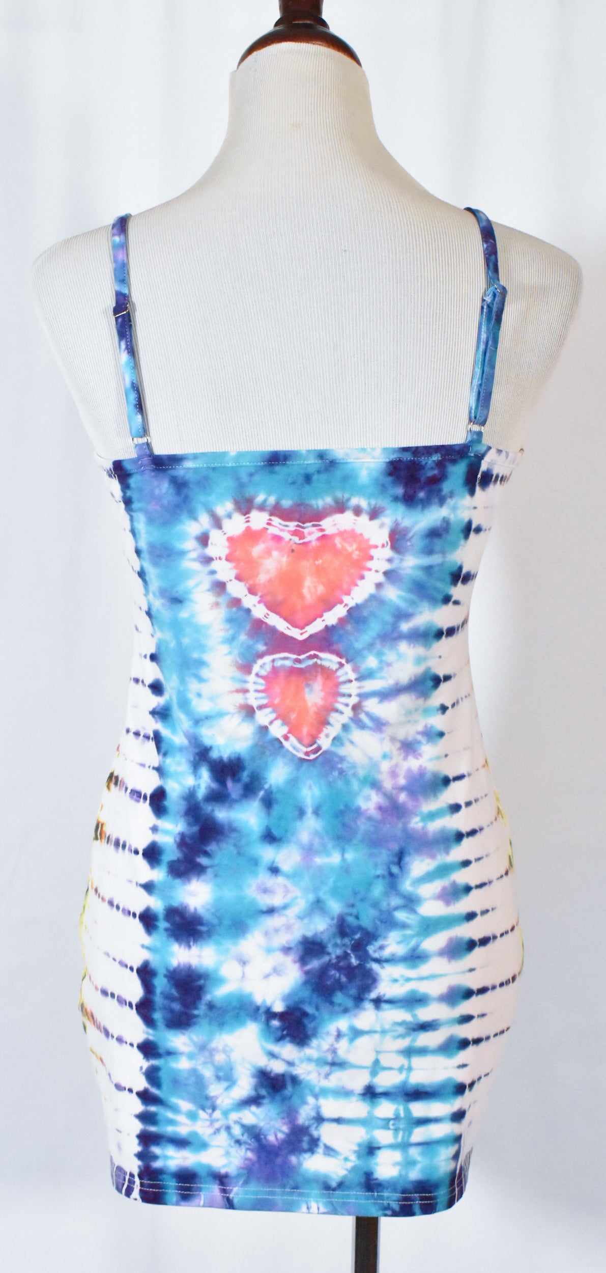 HOT Gurl Tie Dyed Strappy Mini Tank Dress with Heart size Medium