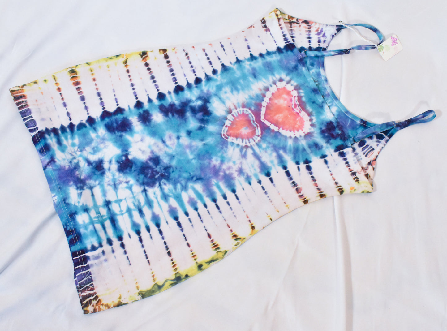 HOT Gurl Tie Dyed Strappy Mini Tank Dress with Heart size Medium