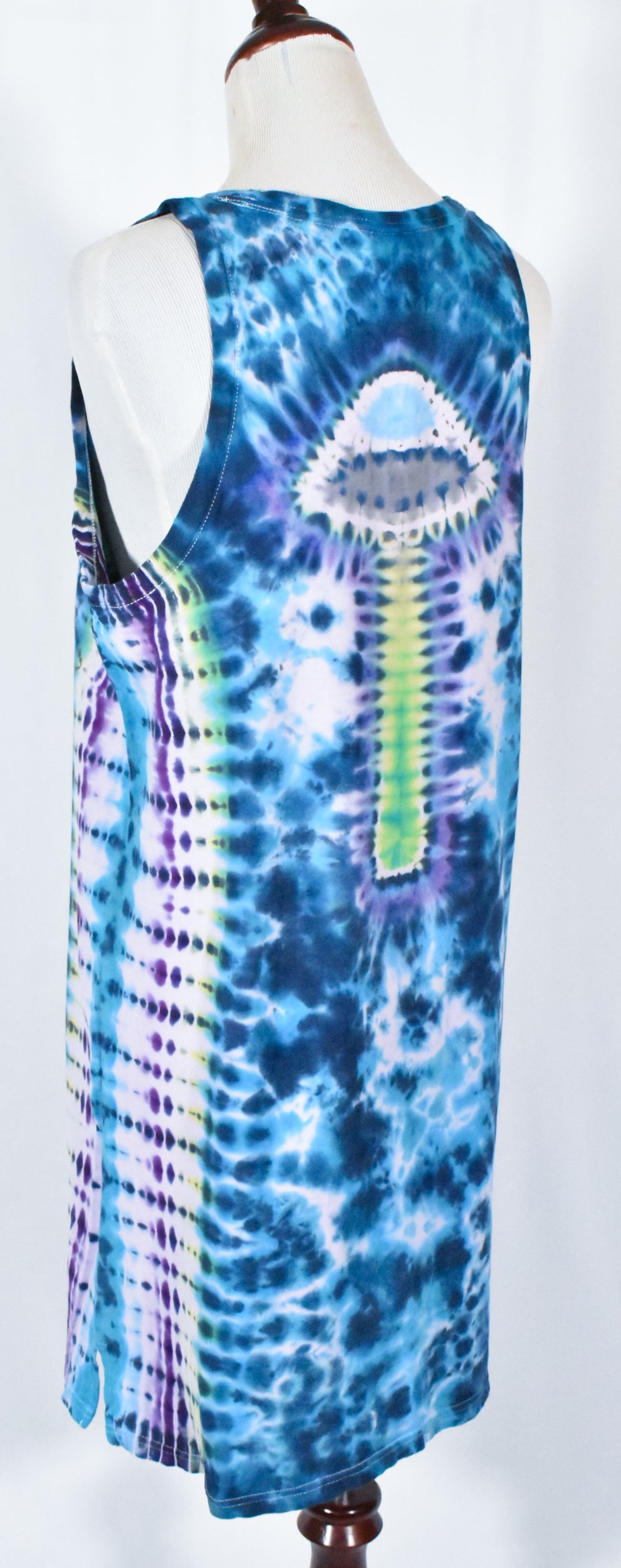 UFO Out of this WORLD Alien Tie Dyed Relaxed Long Cotton Tank Top Shirt Dress size Large