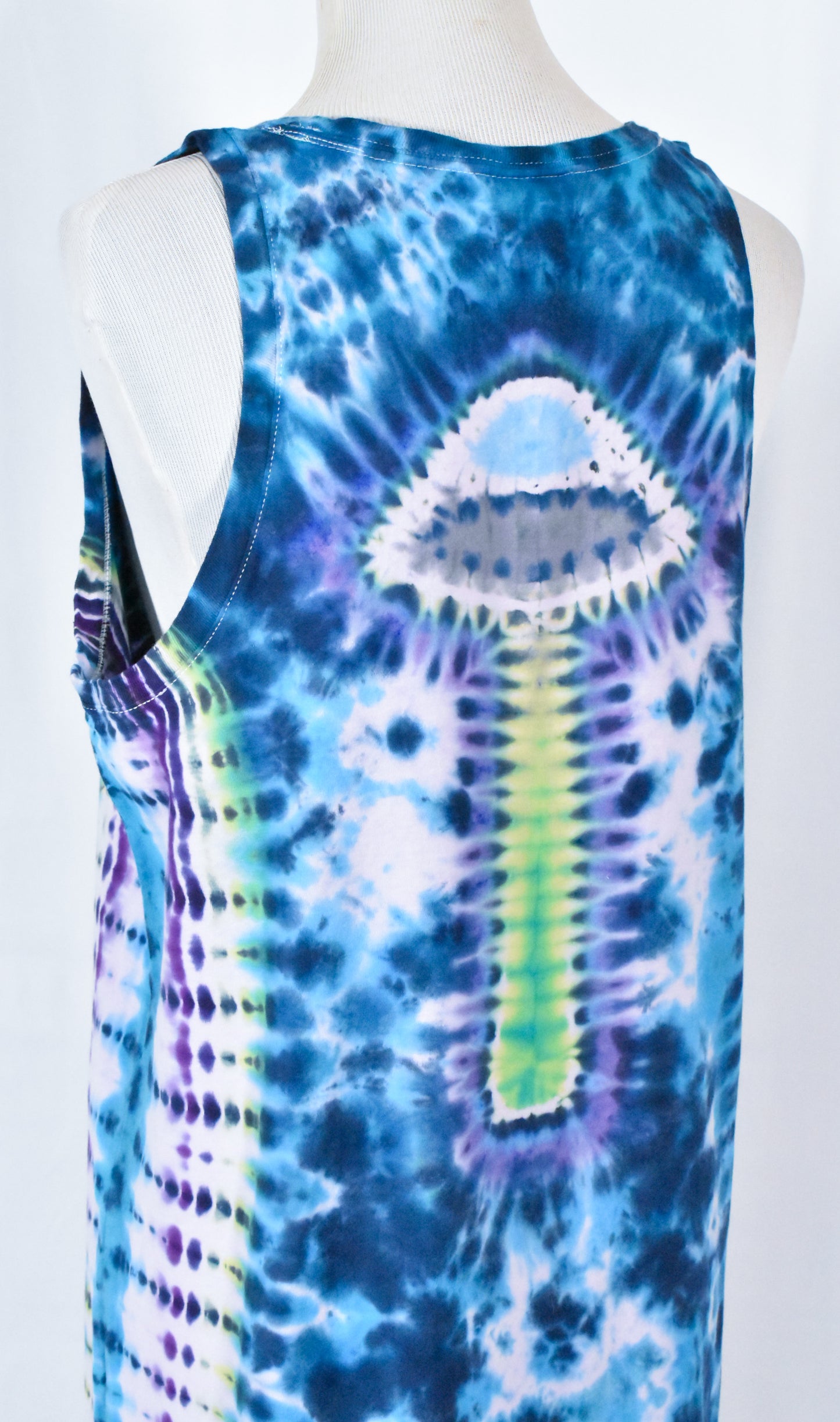 UFO Out of this WORLD Alien Tie Dyed Relaxed Long Cotton Tank Top Shirt Dress size Large