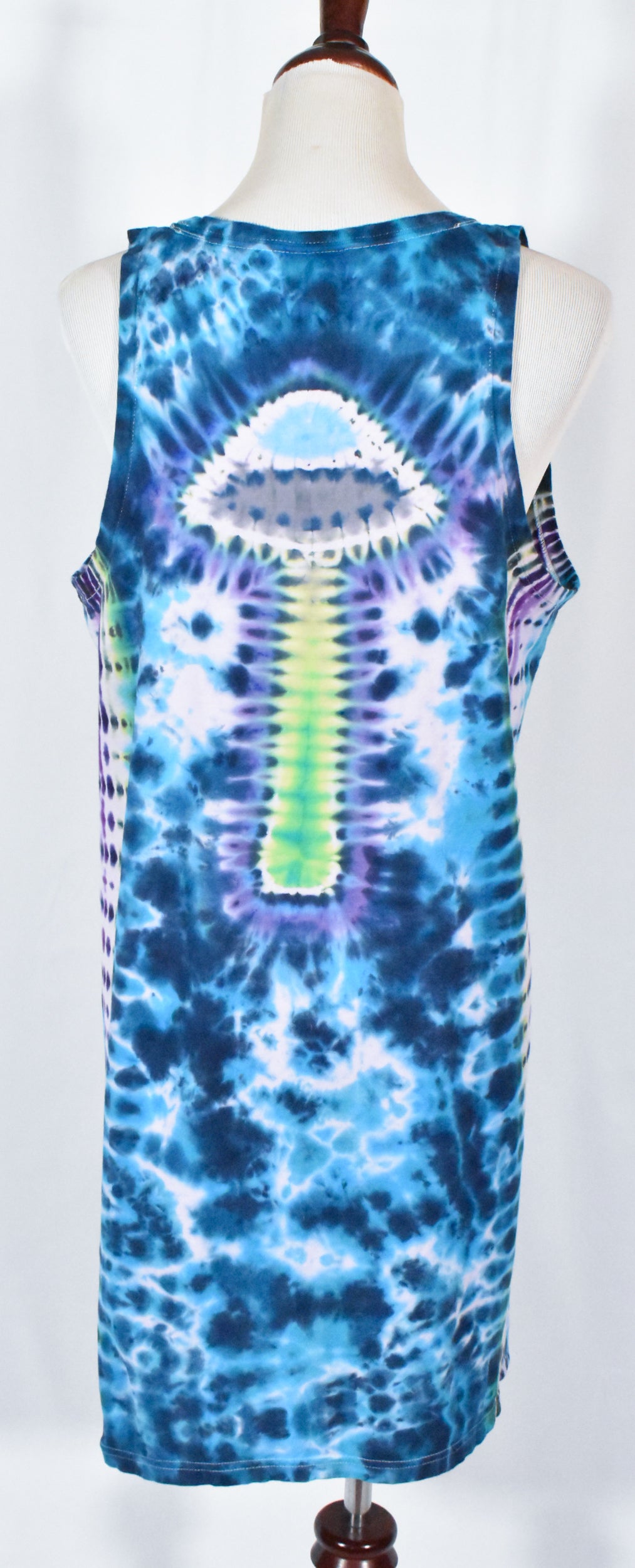 UFO Out of this WORLD Alien Tie Dyed Relaxed Long Cotton Tank Top Shirt Dress size Large