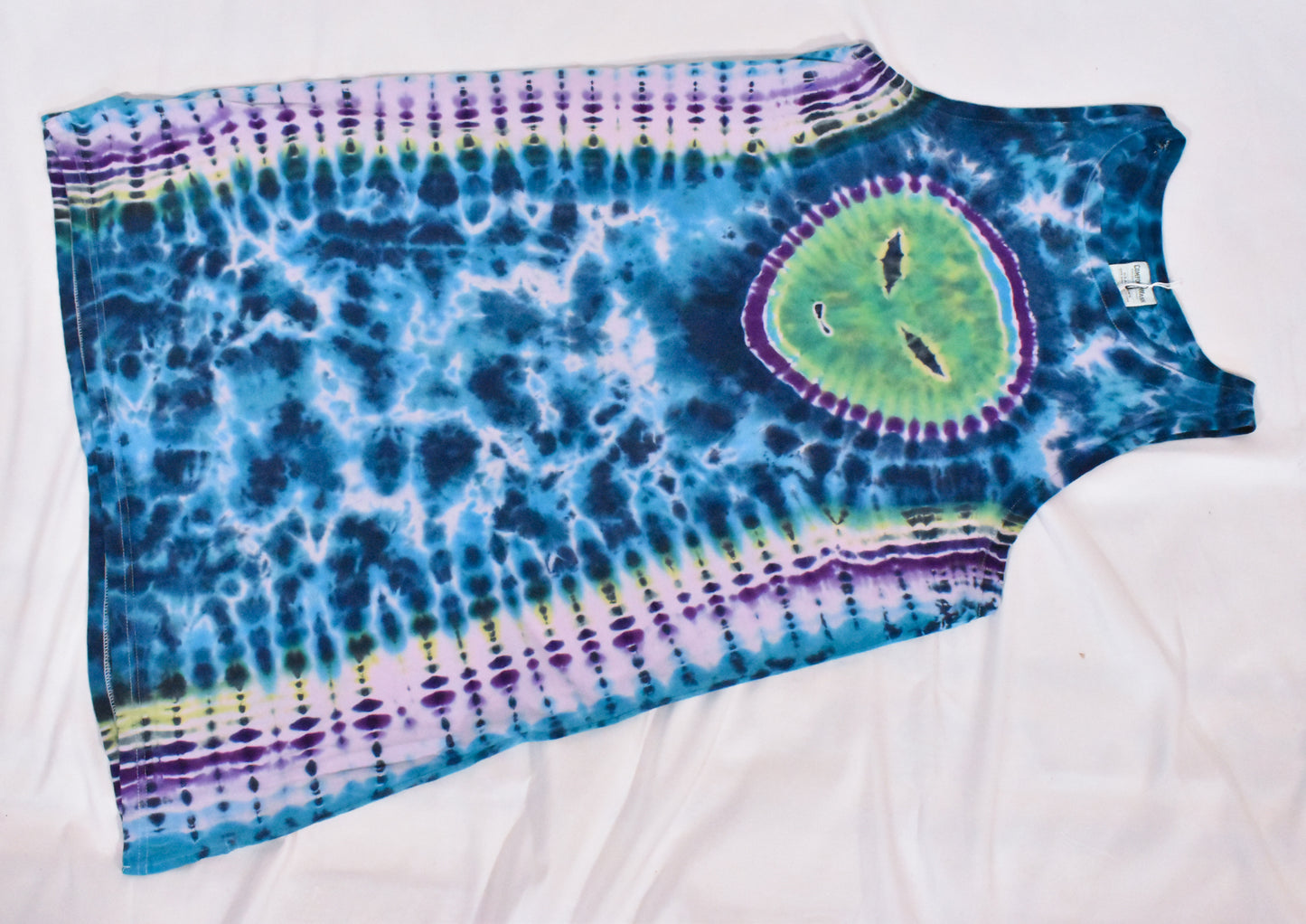 UFO Out of this WORLD Alien Tie Dyed Relaxed Long Cotton Tank Top Shirt Dress size Large