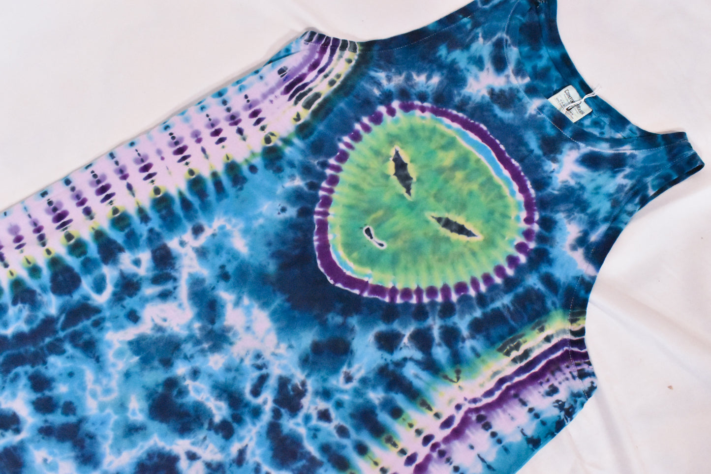 UFO Out of this WORLD Alien Tie Dyed Relaxed Long Cotton Tank Top Shirt Dress size Large