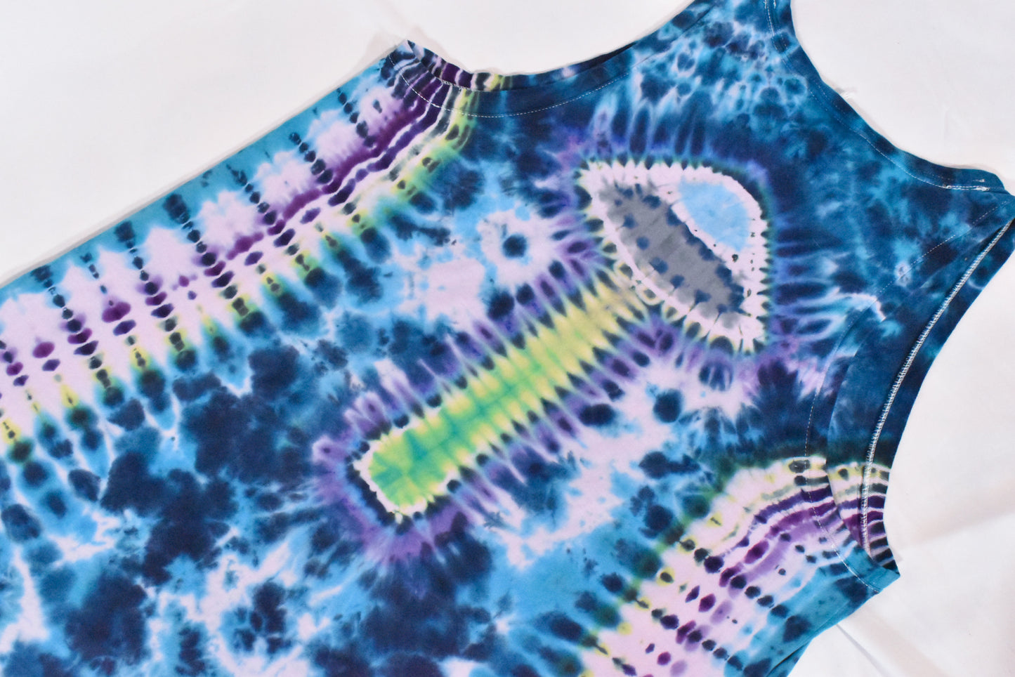 UFO Out of this WORLD Alien Tie Dyed Relaxed Long Cotton Tank Top Shirt Dress size Large