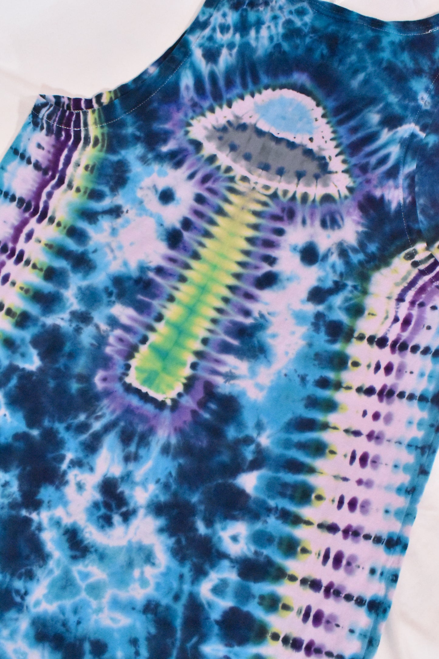 UFO Out of this WORLD Alien Tie Dyed Relaxed Long Cotton Tank Top Shirt Dress size Large