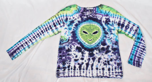 UFO + Alien Women's Cotton Long Sleeve Tee size Large