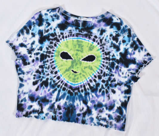 BEAM ME UP, Hottie UFO Alien Cotton Lettuce Edge Crop Tshirt Top size XXL 2XL