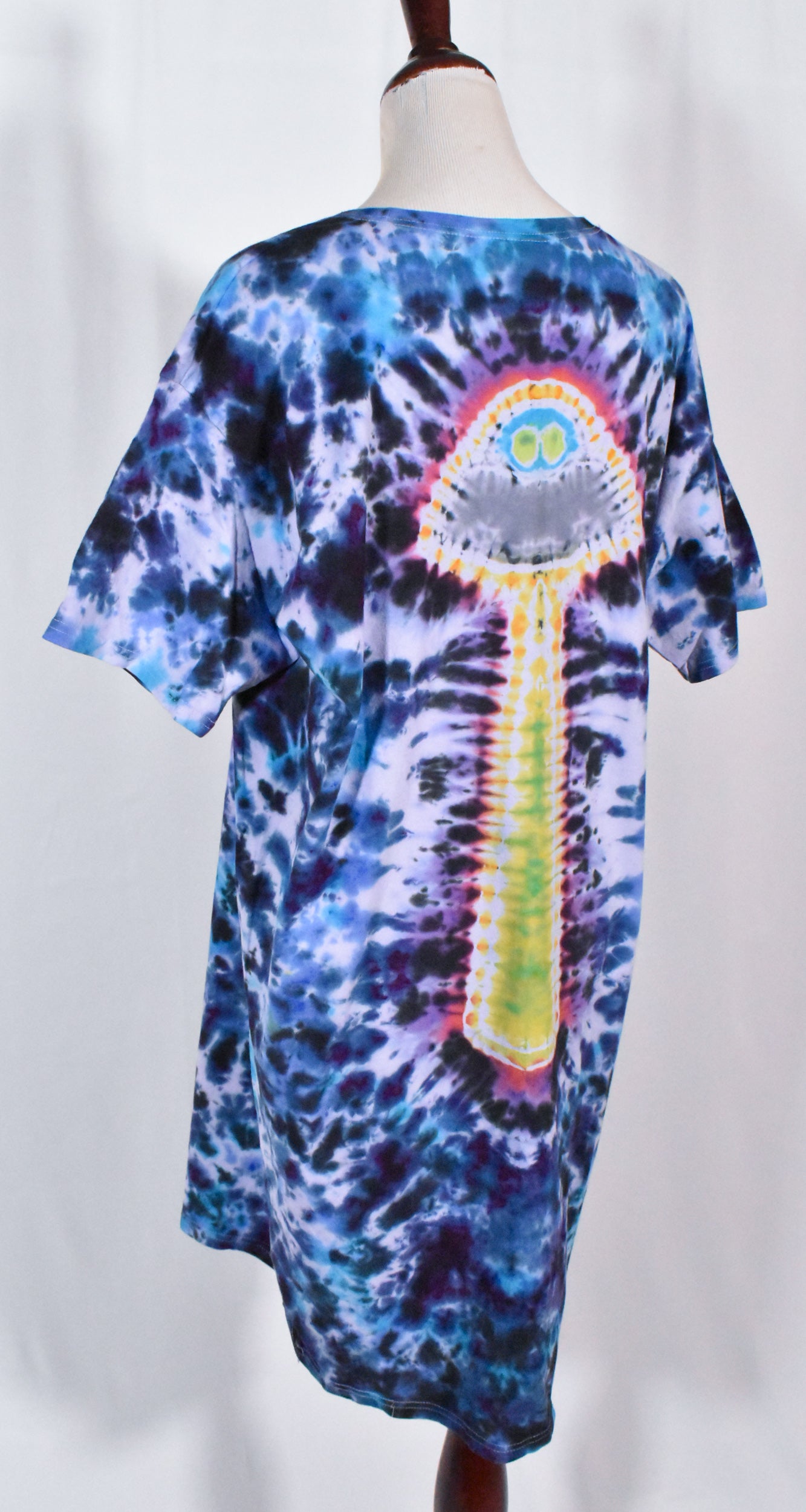 UFO Out of this WORLD Alien Tie Dyed Relaxed Long Cotton Shirt Dress One Size (Plus Size)