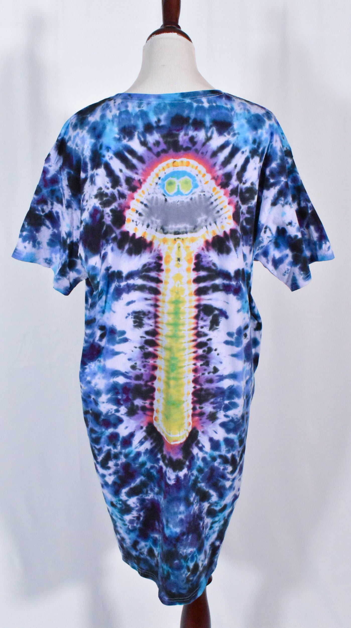 UFO Out of this WORLD Alien Tie Dyed Relaxed Long Cotton Shirt Dress One Size (Plus Size)