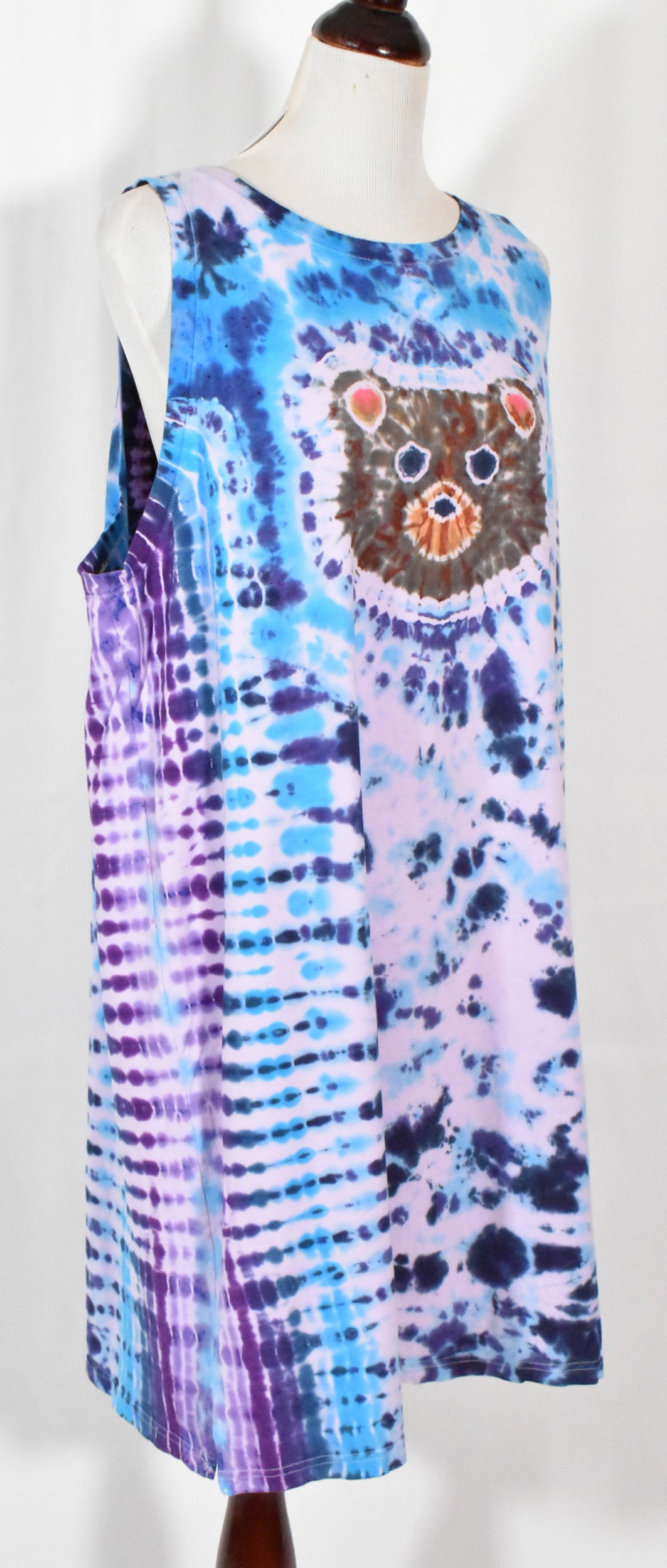 SNUGGLE Bear Tie Dyed Relaxed Long Cotton Tank Top Shirt Dress size XXL 2XL