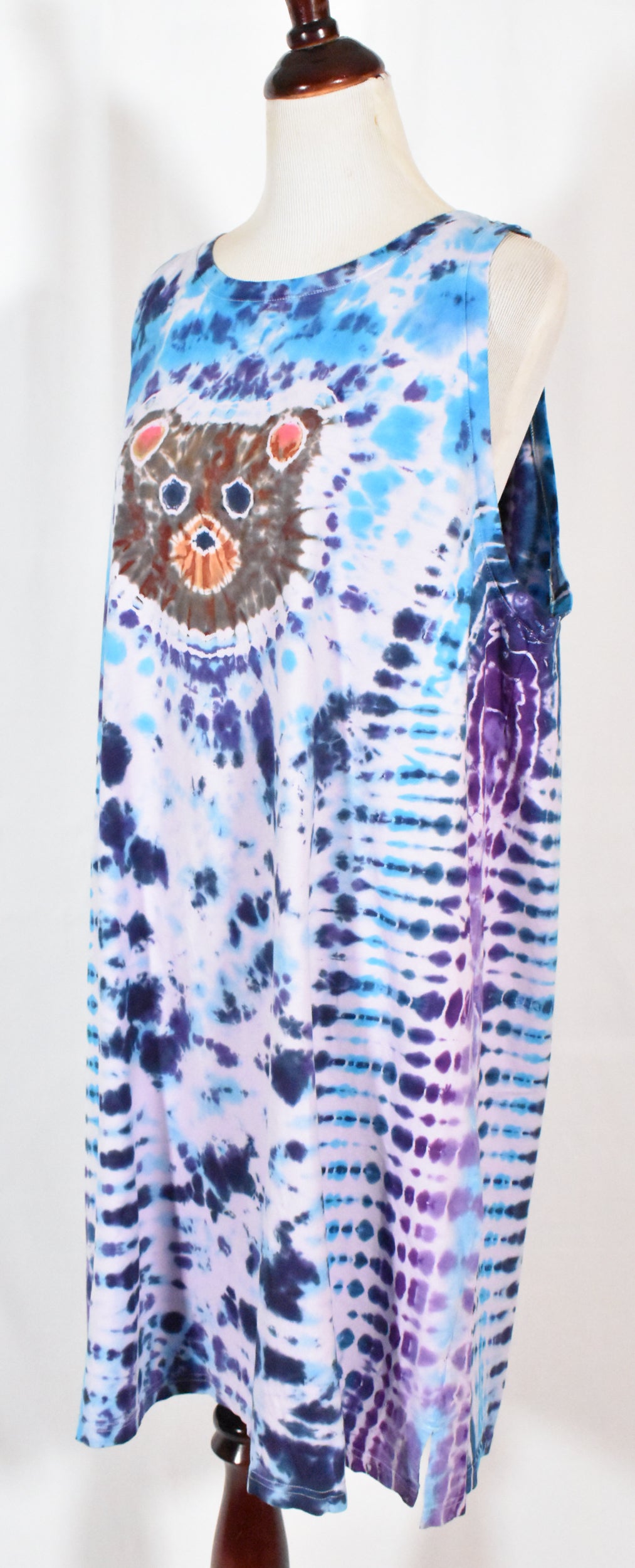 SNUGGLE Bear Tie Dyed Relaxed Long Cotton Tank Top Shirt Dress size XXL 2XL