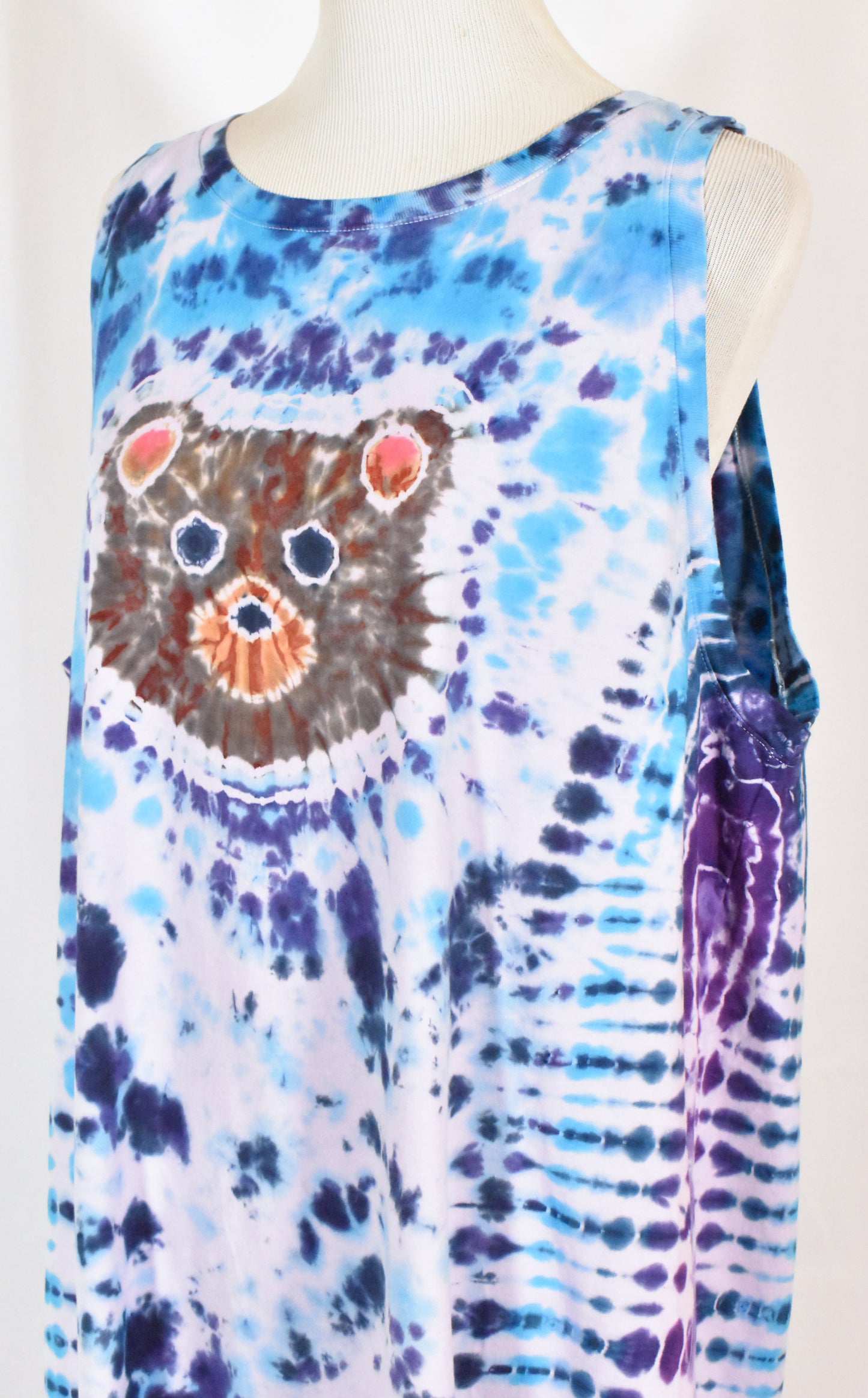 SNUGGLE Bear Tie Dyed Relaxed Long Cotton Tank Top Shirt Dress size XXL 2XL